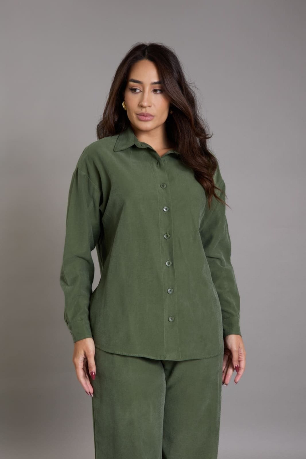Camisa Manga Longa Feminina Em Viscose Lemier Collection Verde