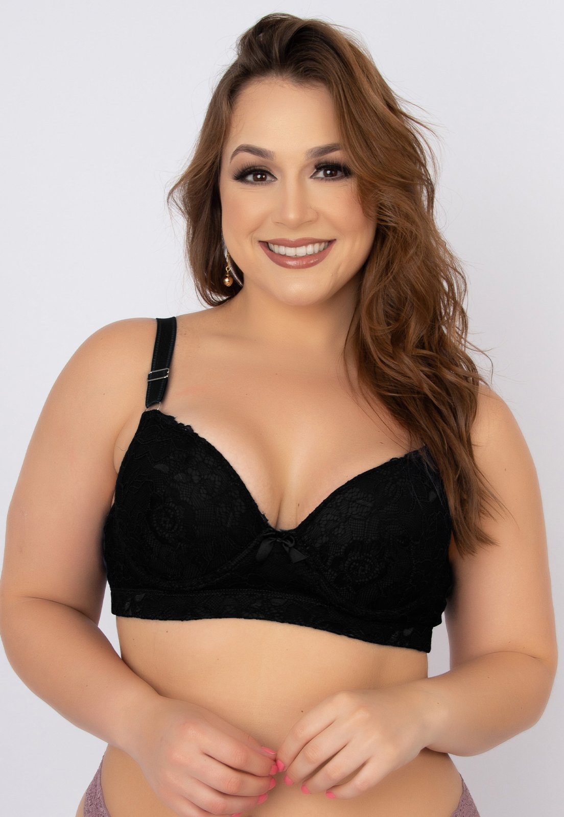 Soutien Plus Size WLS Modas com Bojo Alça Reforçada Preto