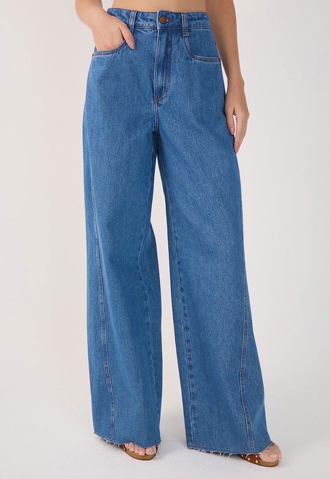 Calça Jeans Dress To Wide Leg Pocket Azul