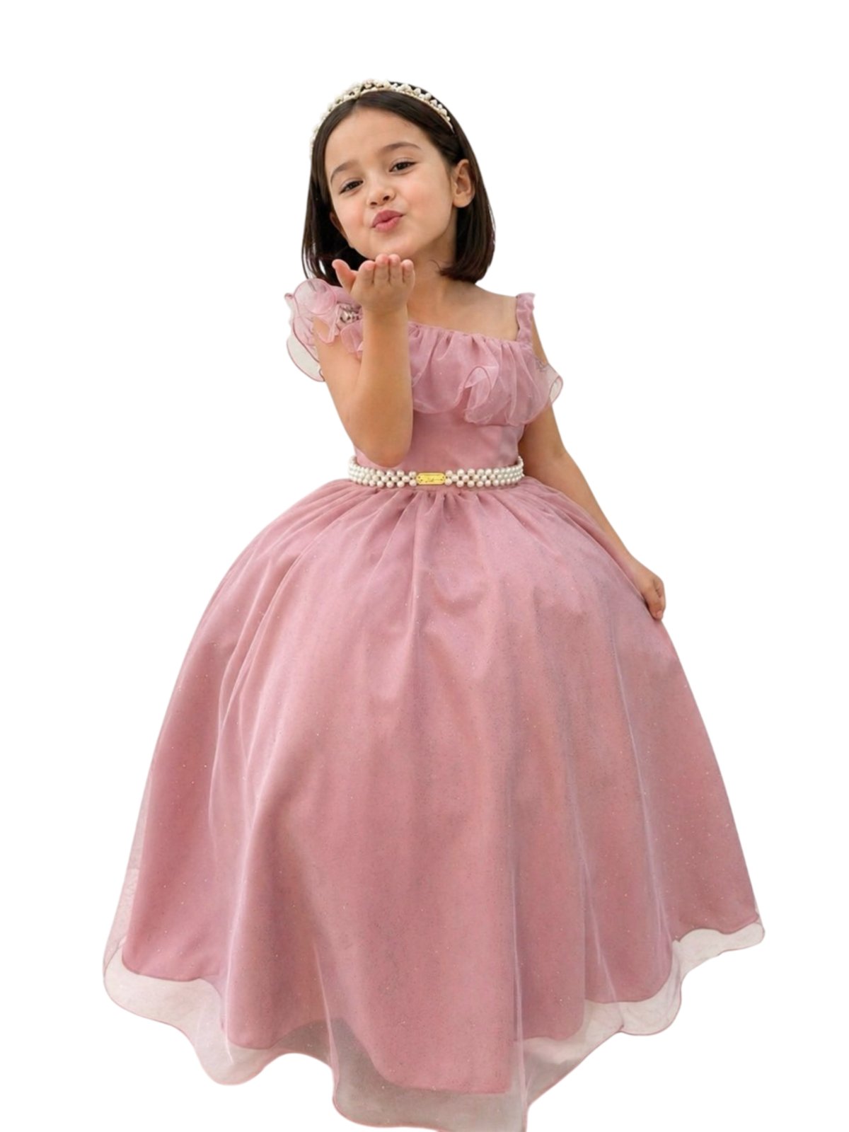 Infantil - Vestido Longo Festa Formatura Rosa Rosé Nude Amêndoa Brilho Casamento Dama Daminha Social Menina Juvenil Juvenil Princesa Rodado Aniversário Luxo