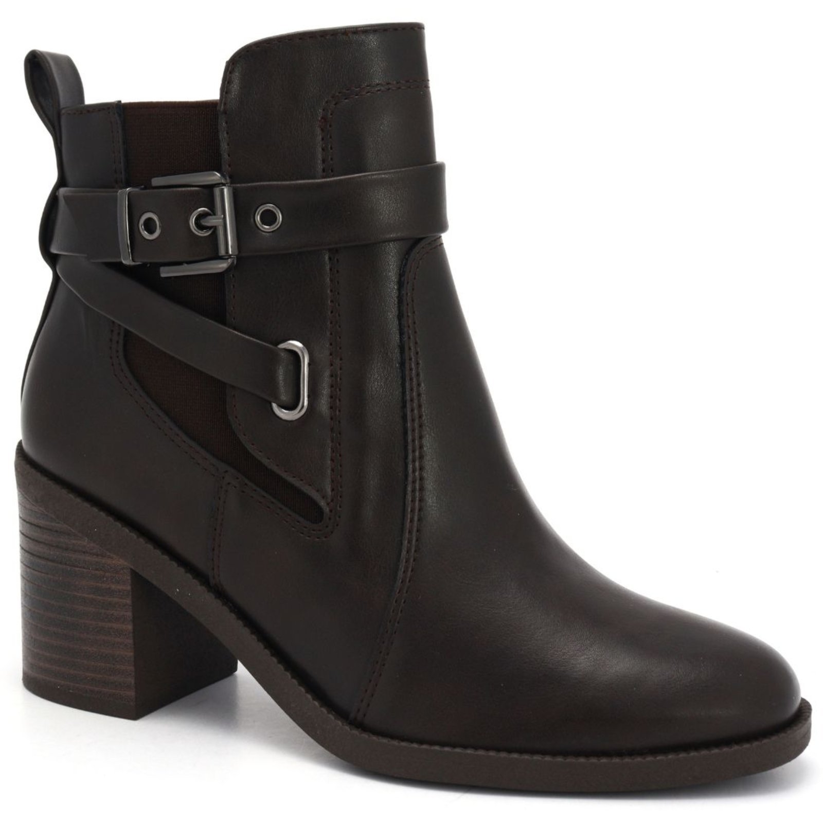 Bota Feminina Cano Curto Salto Bloco Médio Comfortflex 2599332 - Café