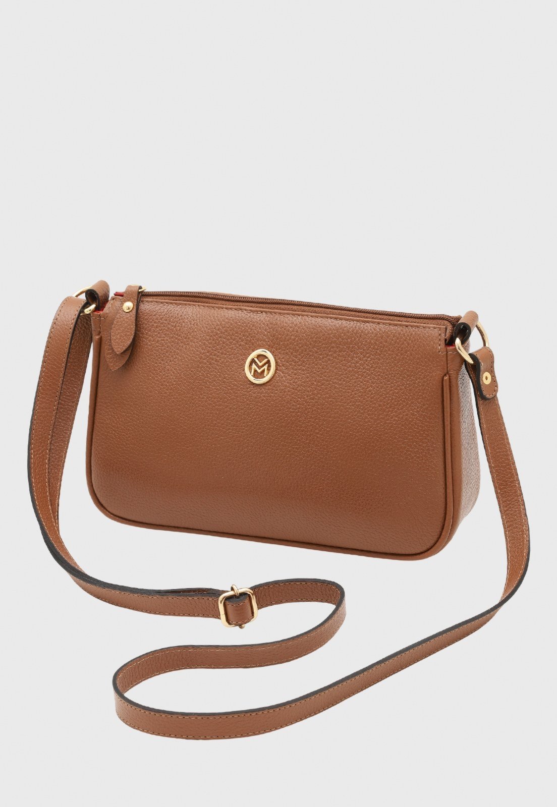 Vista 3 Bolsa Transversal Couro Mariart 2030 Camel caramelo Mariart caramelo
