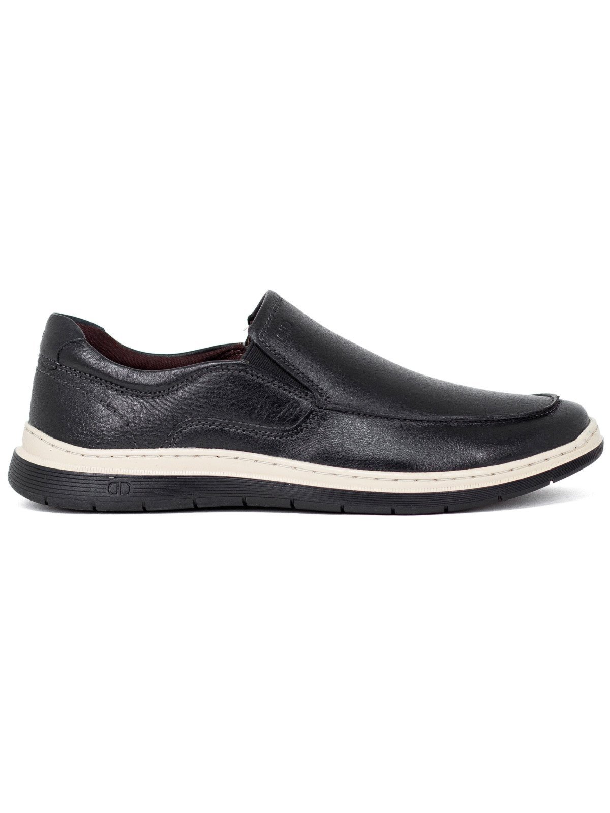 Sapato Masculino Slip On Democrata Easy Leave Couro Elástico Confortável Preto