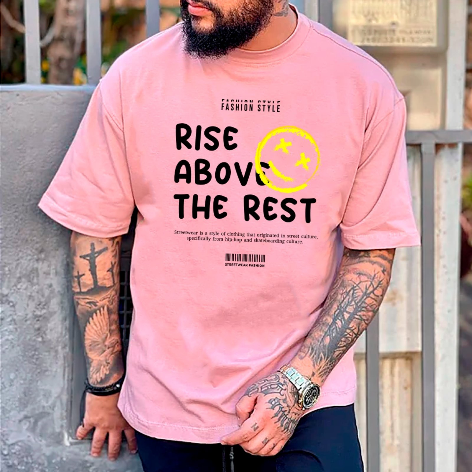 Camiseta Ousy Unissex Rise Above The Rest Fashion Style Básica Rosa