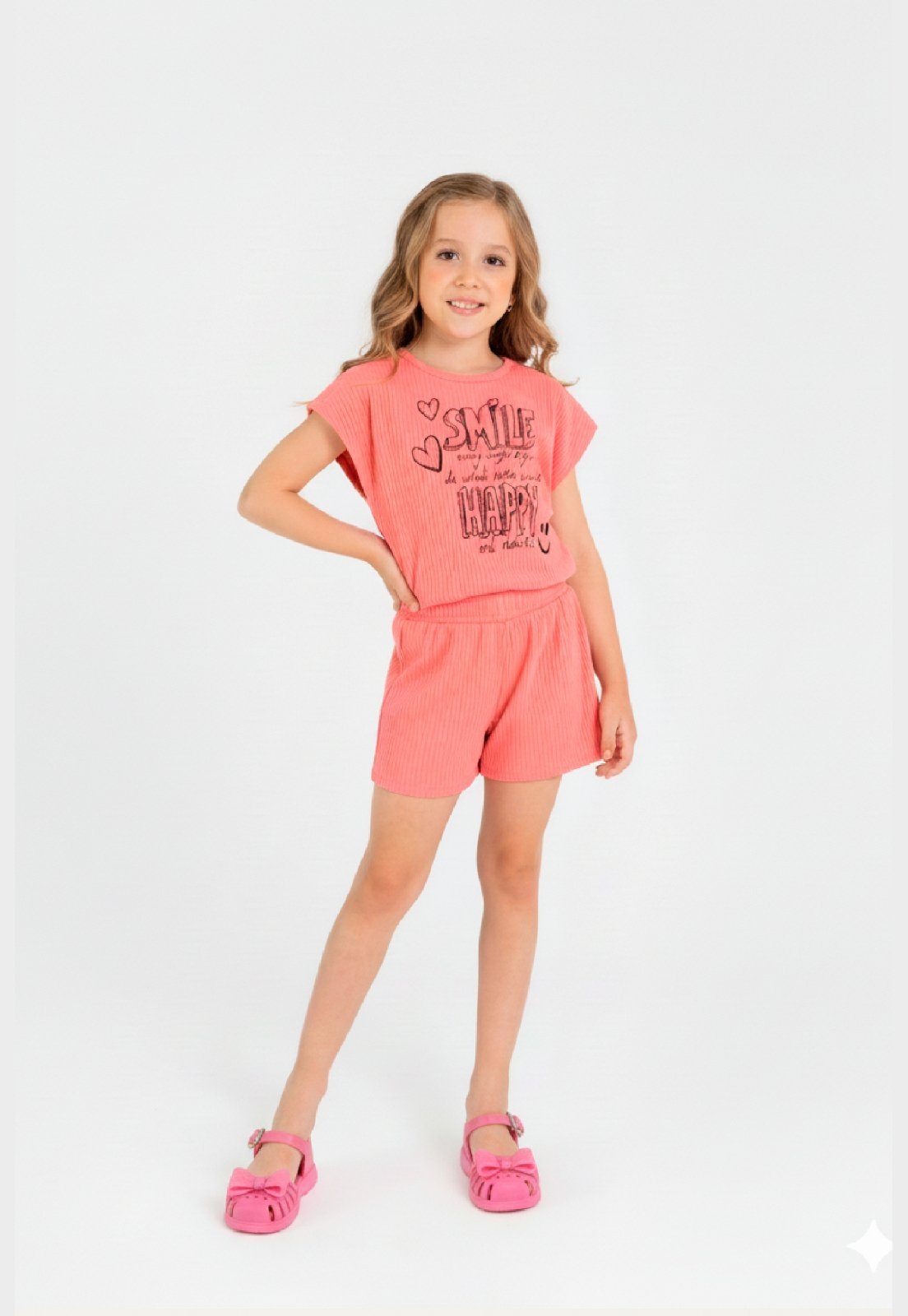 Vista 2 Infantil - Conjunto Cropped e Short Guloseima rosa GULOSEIMA rosa