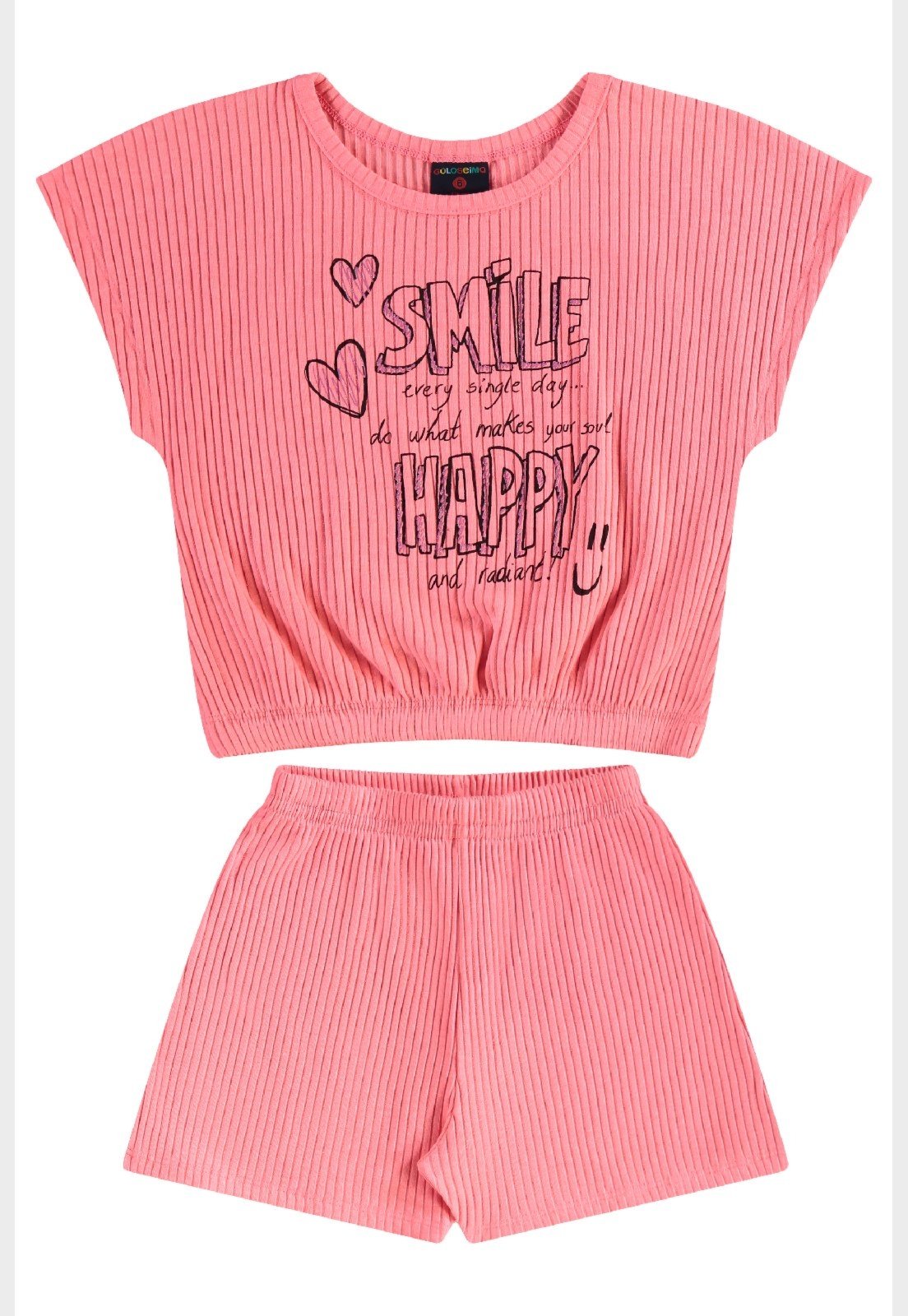 Vista 3 Infantil - Conjunto Cropped e Short Guloseima rosa GULOSEIMA rosa