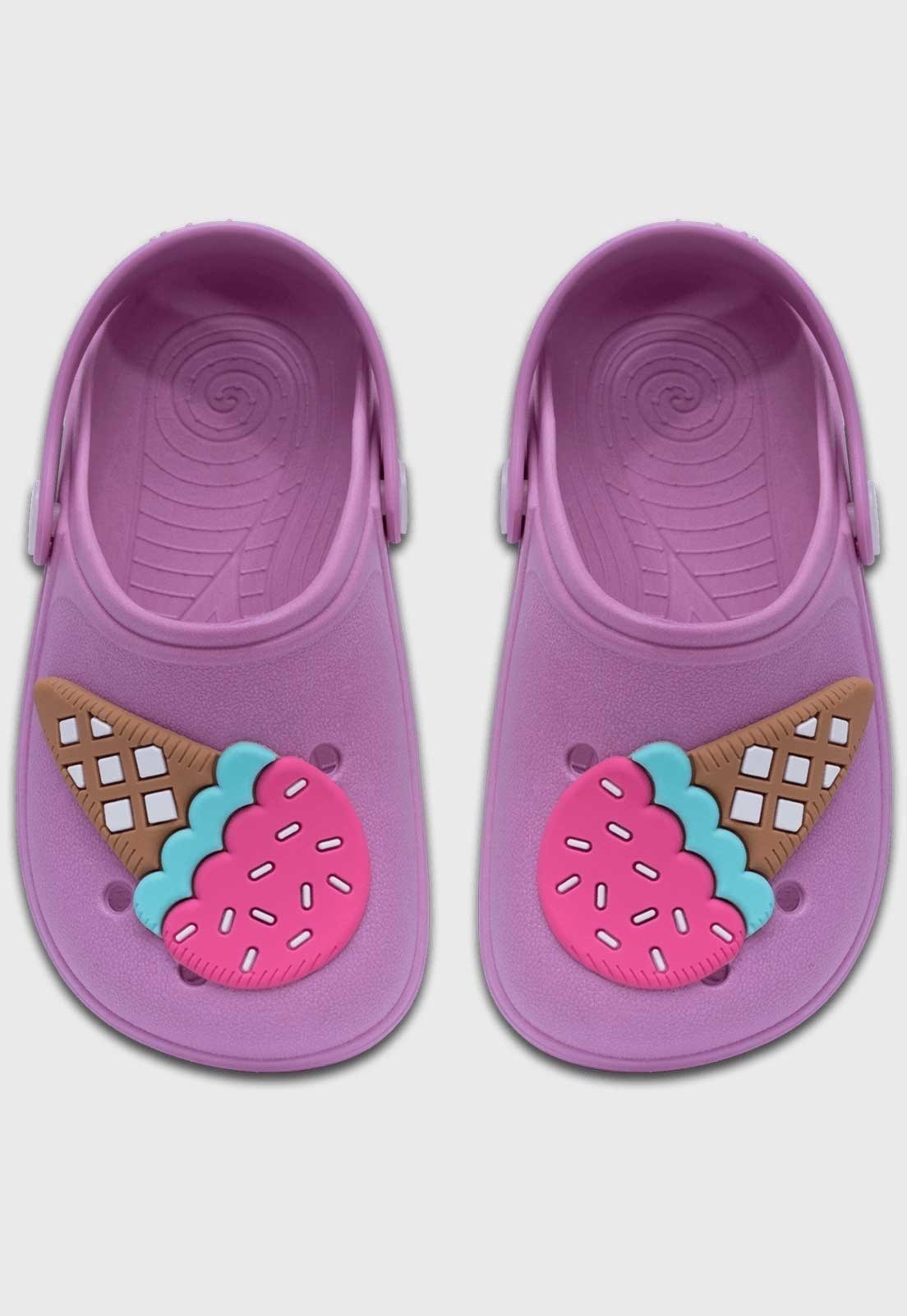 Vista 3 Infantil - Babuche Feminino Popidi Chinelo Menina Sorvete Lilas Pópidí lilás
