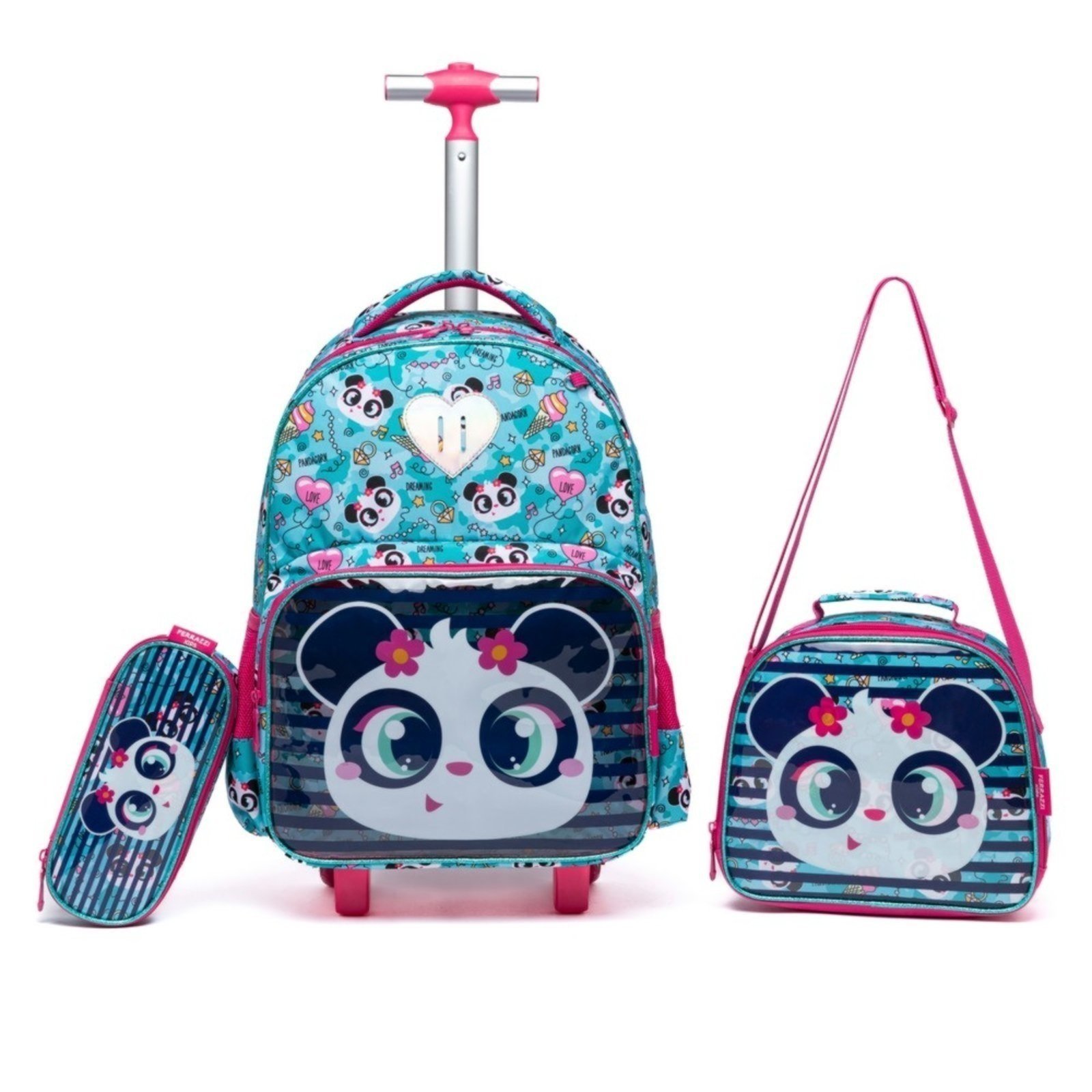 Infantil – Kit Mochila De Rodinhas Lancheira Estojo Escolar Menina