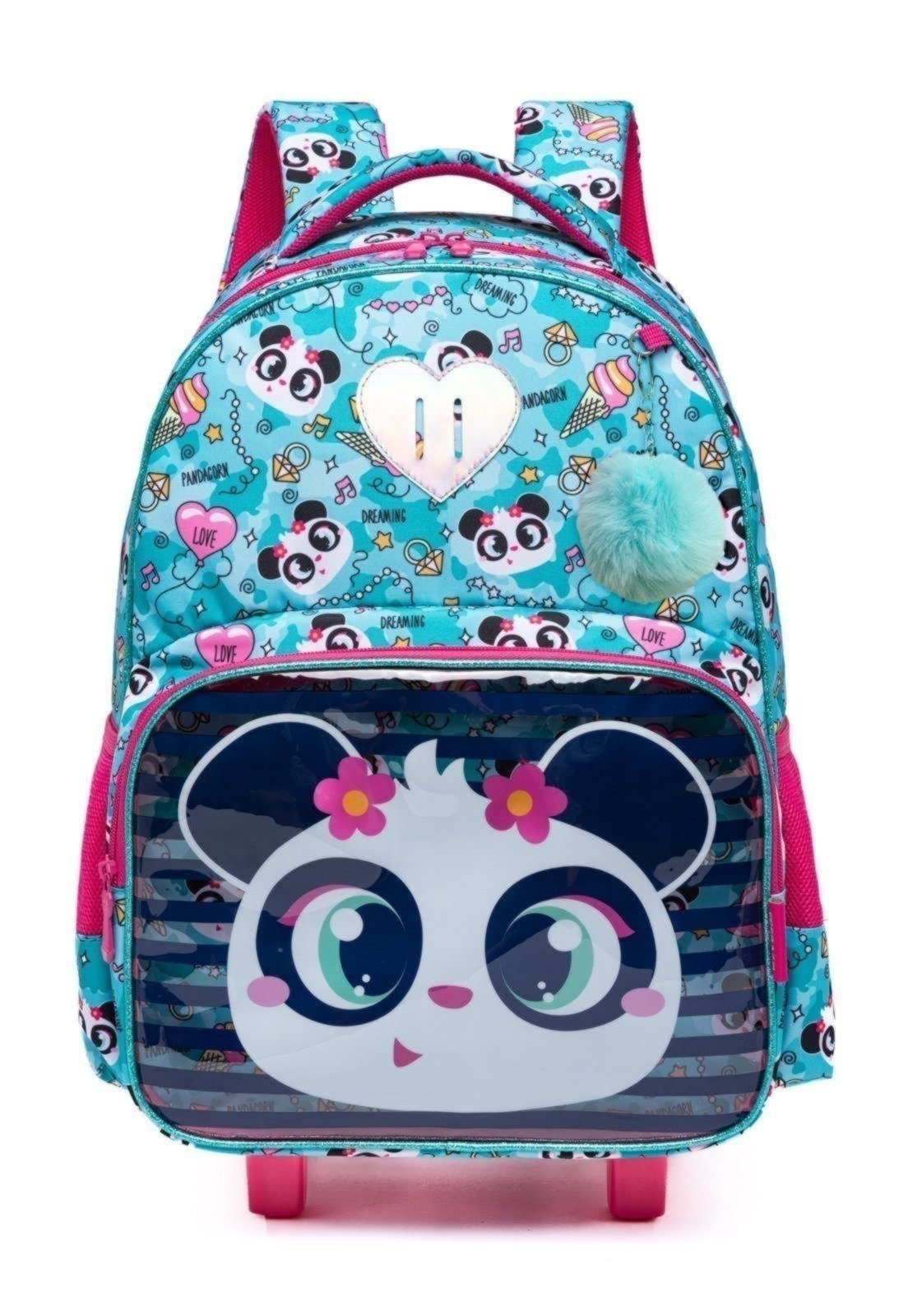 Vista 3 Infantil - Kit Mochila Rodinhas Lancheira Estojo Escolar Menina Ferrazzi azul Ferrazzi azul