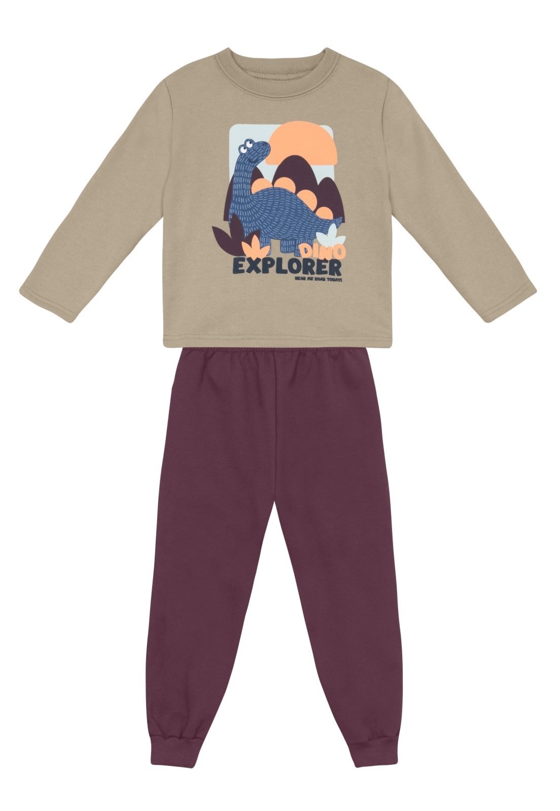 Infantil - Conjunto menino em moletom de dinossauro Brandili