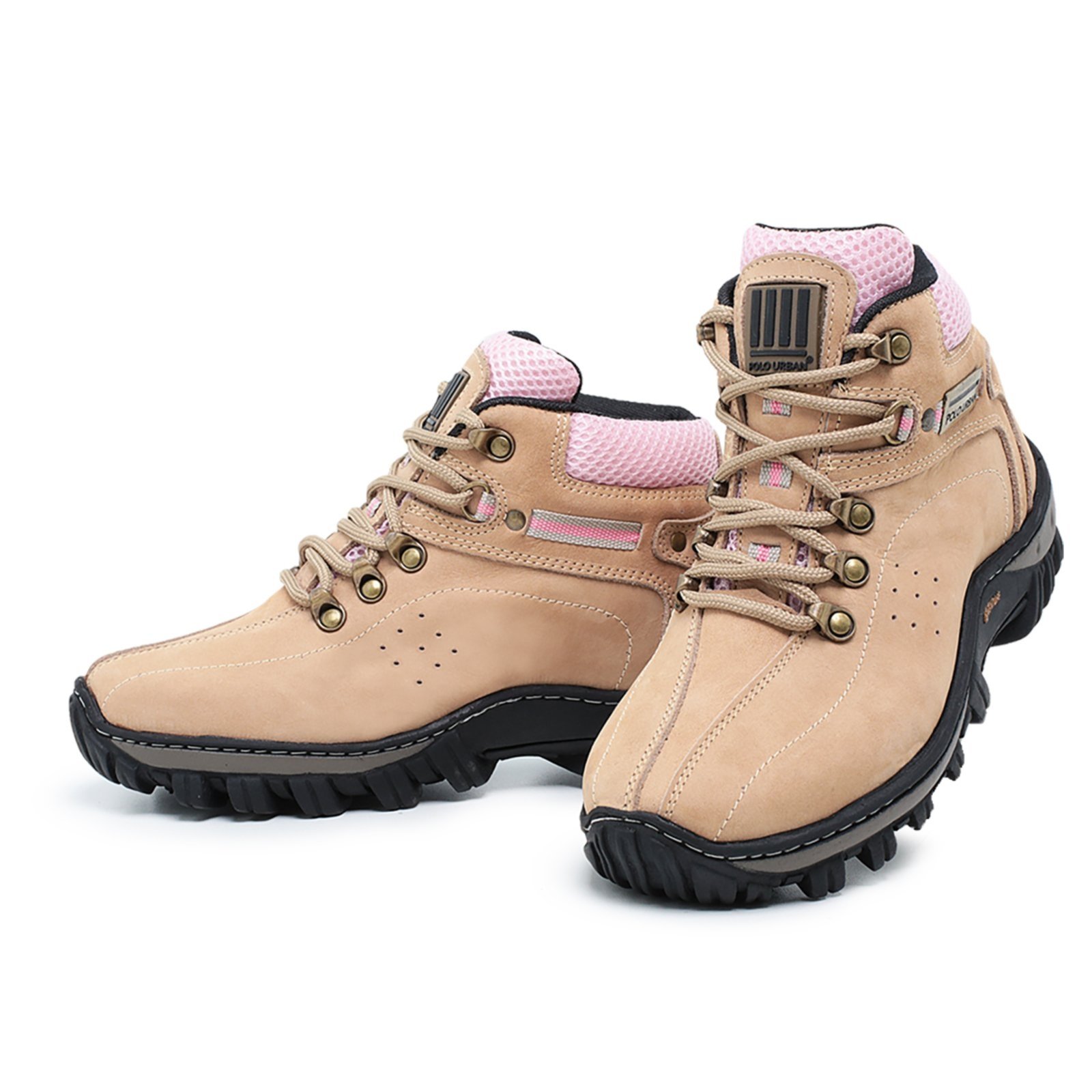 Vista 3 Bota Coturno Feminino Adventure Americano em Couro POLO URBAN bege POLO URBAN bege