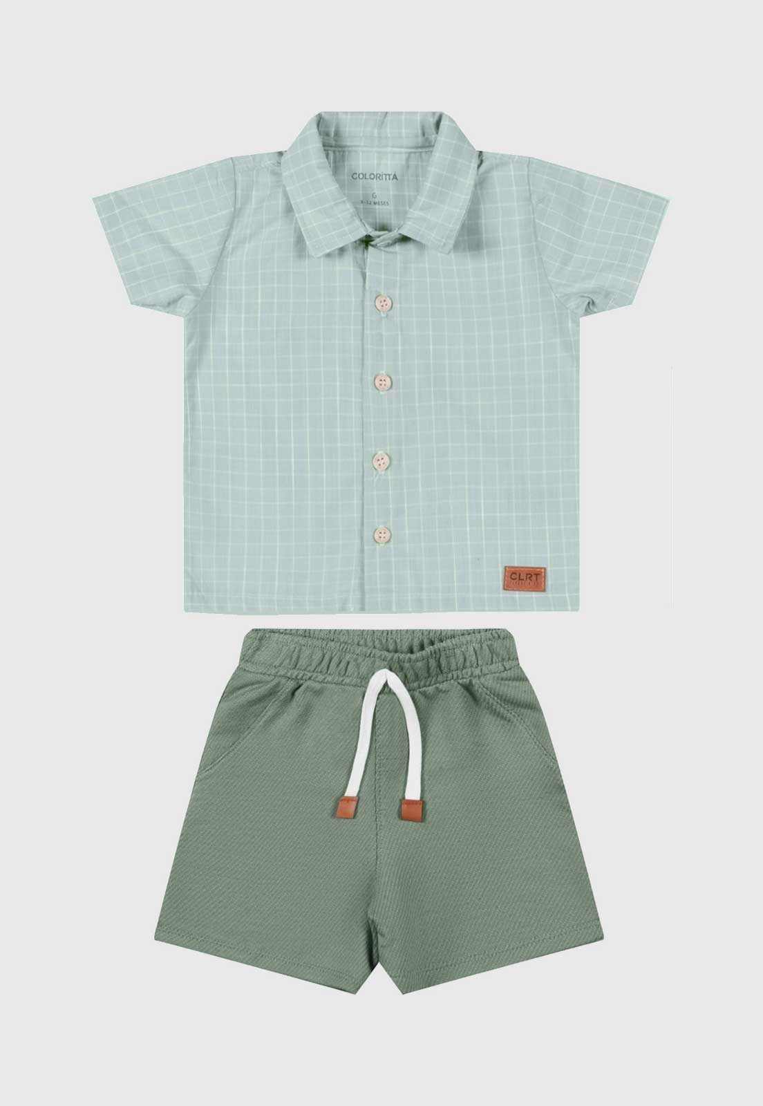 Conjunto Curto Colorittá Camisa com Gola e Short