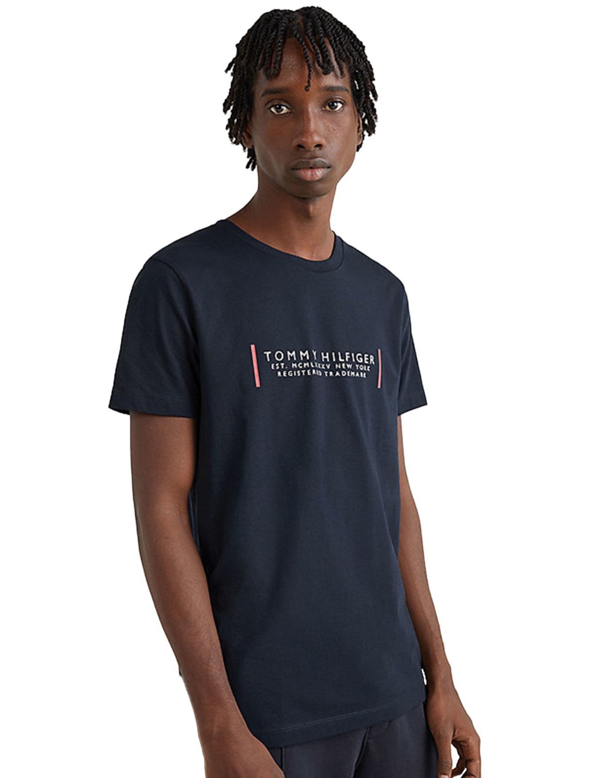 Camiseta Tommy Hilfiger Masculina Text Bar Corp Azul Marinho