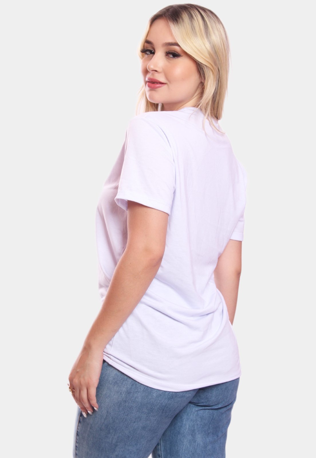 Vista 3 Tshirt Blusa Feminina Ramo de Flores Estampada Manga Curta Camiseta Camisa ADRIBEN preto ADRIBEN preto