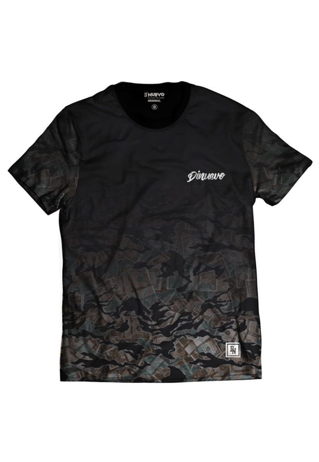 Camiseta Swag Degradê Preta Thug Nine Street Wear Cinza
