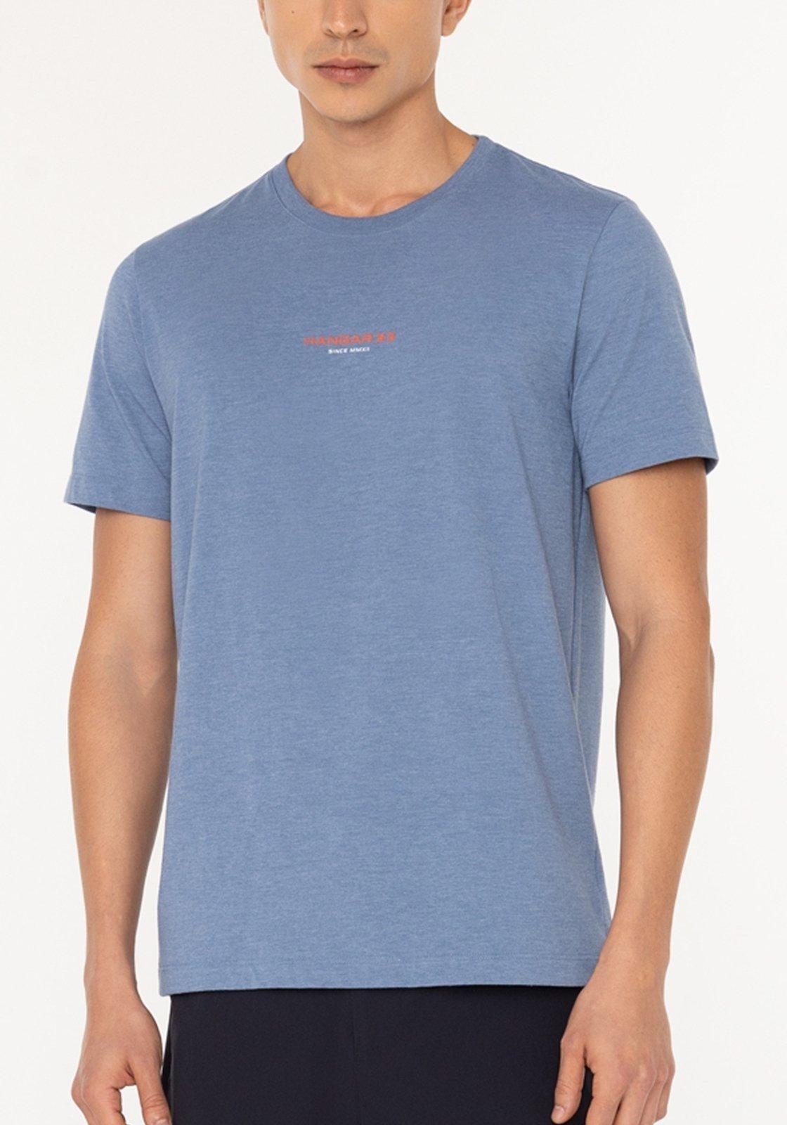 Vista 2 Camiseta Com Estampa E Mangas Curtas Em Malha Mesclada Hangar 33 azul Hangar 33 azul