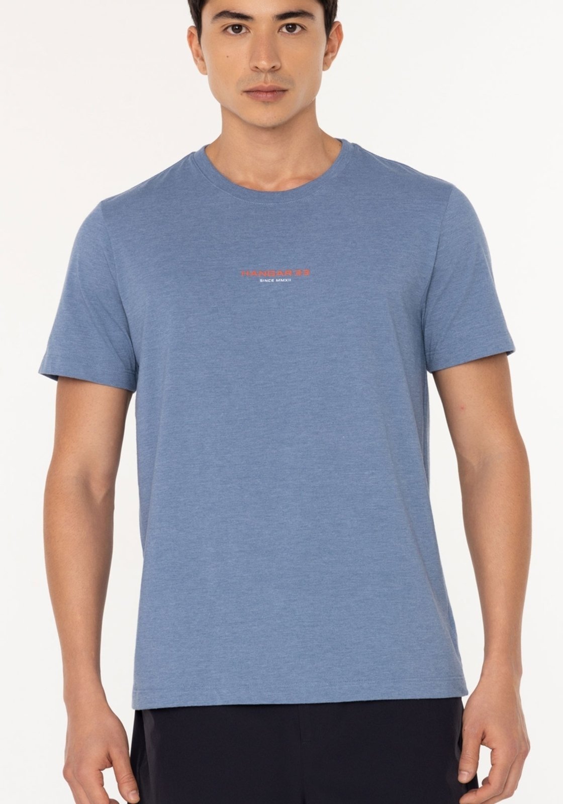 Vista 3 Camiseta Com Estampa E Mangas Curtas Em Malha Mesclada Hangar 33 azul Hangar 33 azul