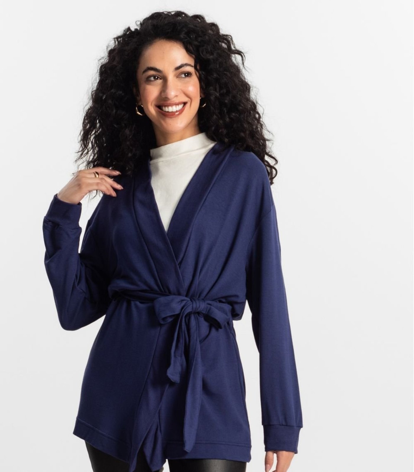 Vista 3 Cardigan Feminino Rovitex azul Rovitex azul