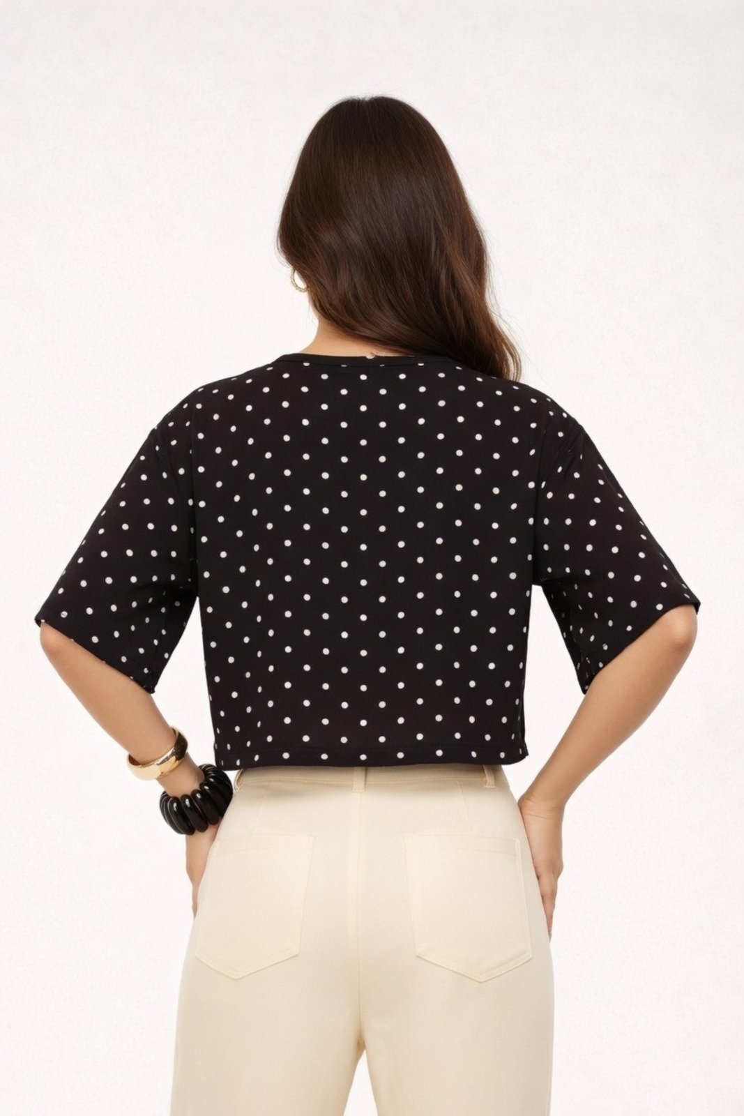 Vista 3 Cropped Oversize D Bell Outlet Fashion Estampado Poá preto D BELL OUTLET FASHION preto