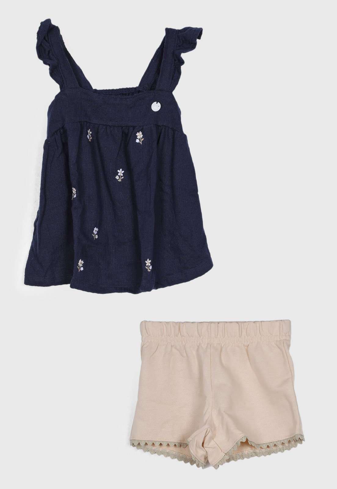 Infantil - Conjunto Brandili Mundi Alça Babado Azul-Marinho