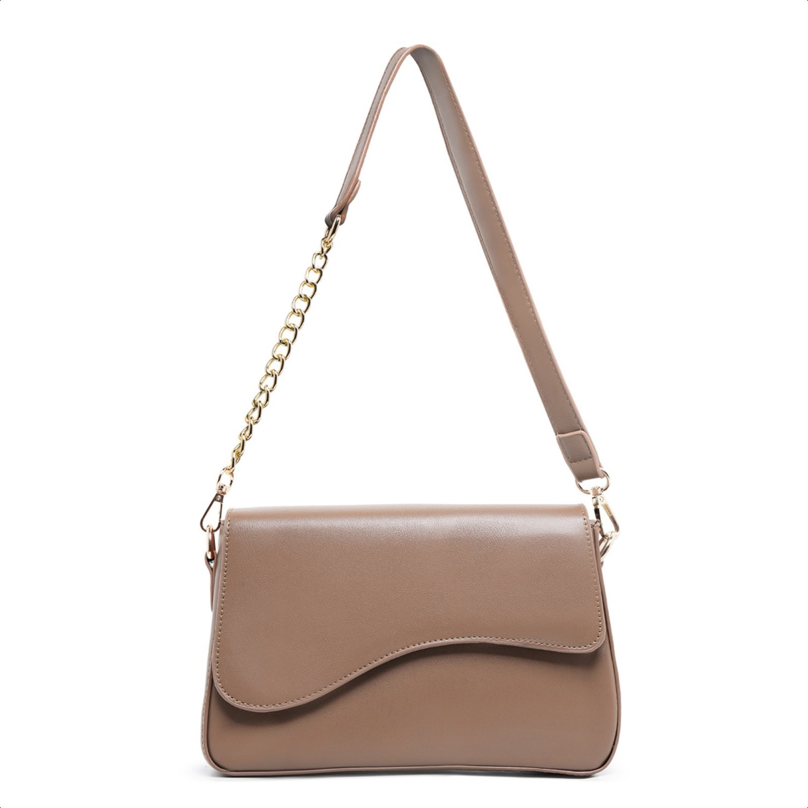Bolsa Transversal Baguete Tendencia Couro De Ombro Social – Nude