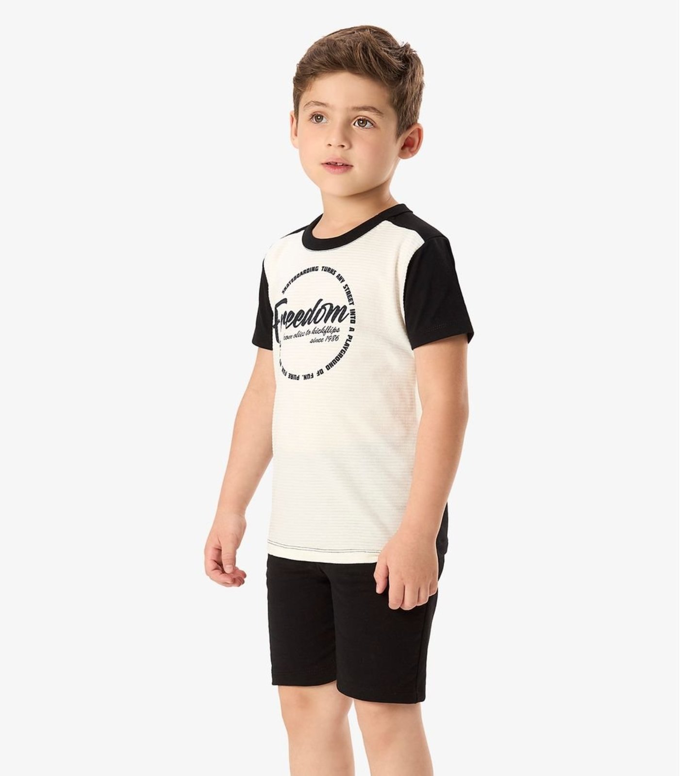 Infantil - Conjunto Camiseta Com Bermuda Rovi Preto