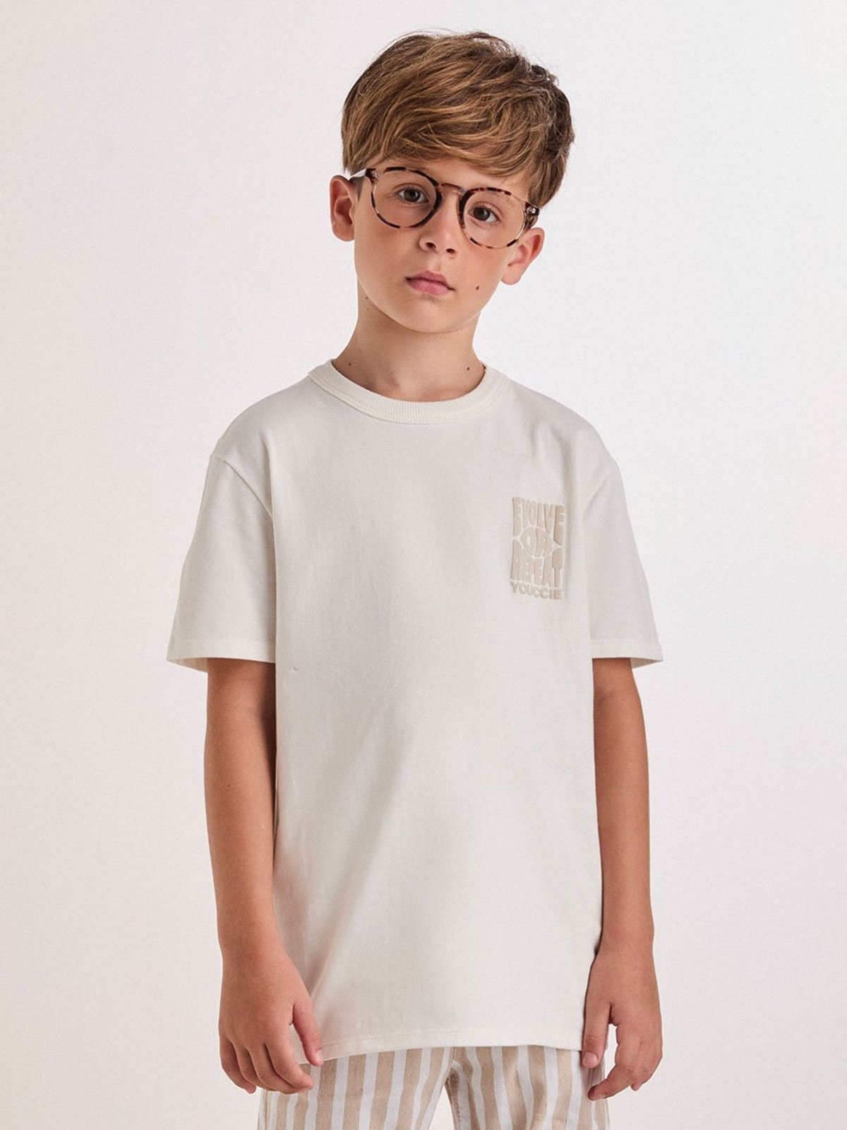 Infantil - Camiseta Off White Estampado