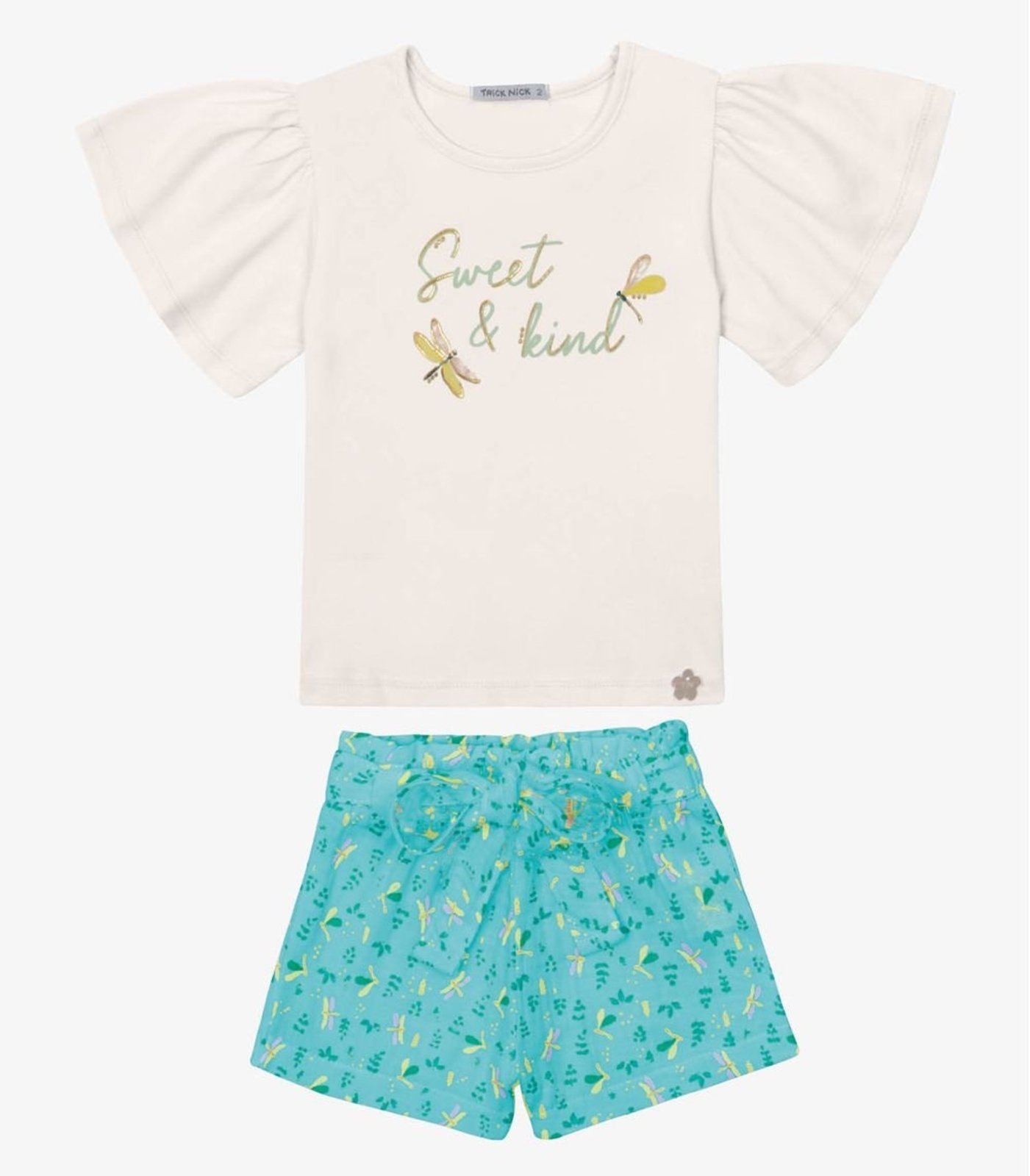 Infantil - Conjunto Verão Menina Curto Com Estampa Trick Nick Azul