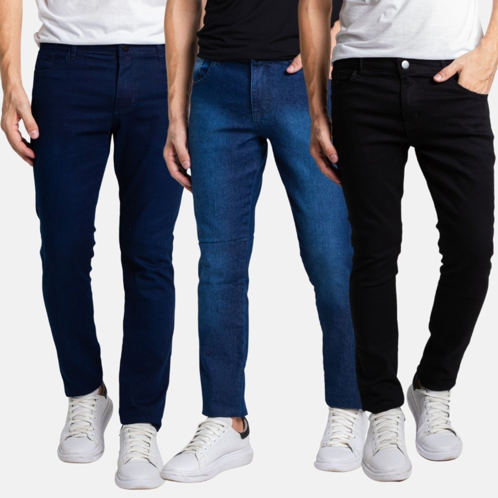 Kit 3 Calças Jeans Slim Fit Masculina Com Elastano – Boen Jeans