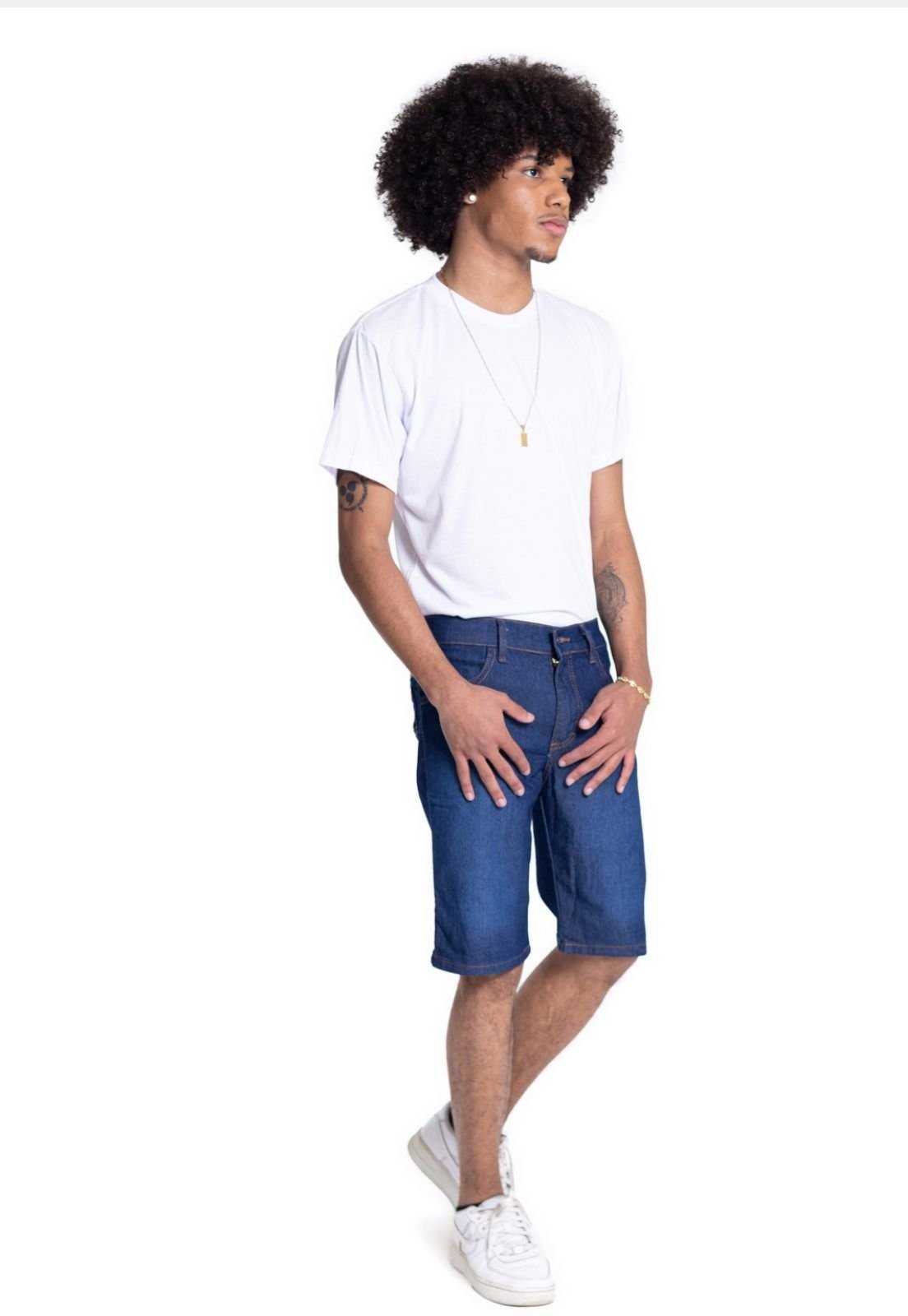 Bermuda Jeans Masculina Com Lavagem Azul Maragogi Unak