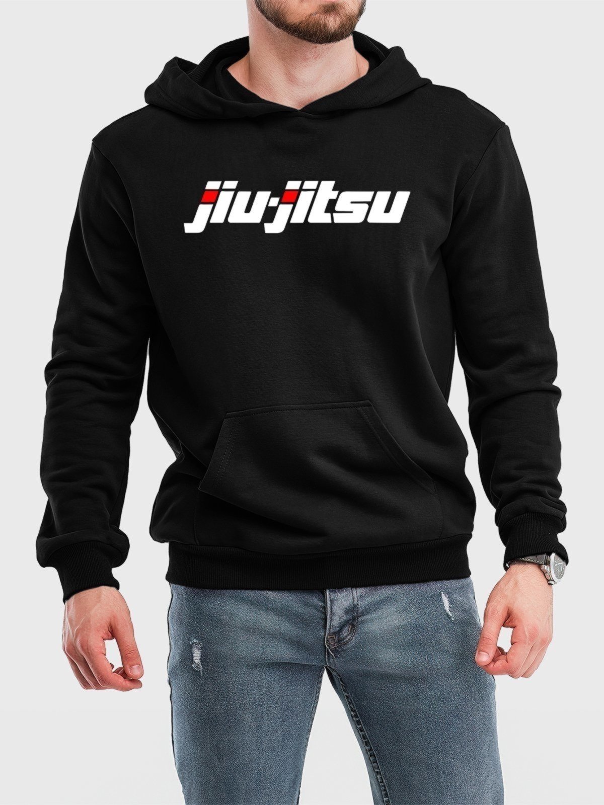 Blusa de Frio Moletom Flanelado Benellys Jiu Jitsu Com Capuz Preto