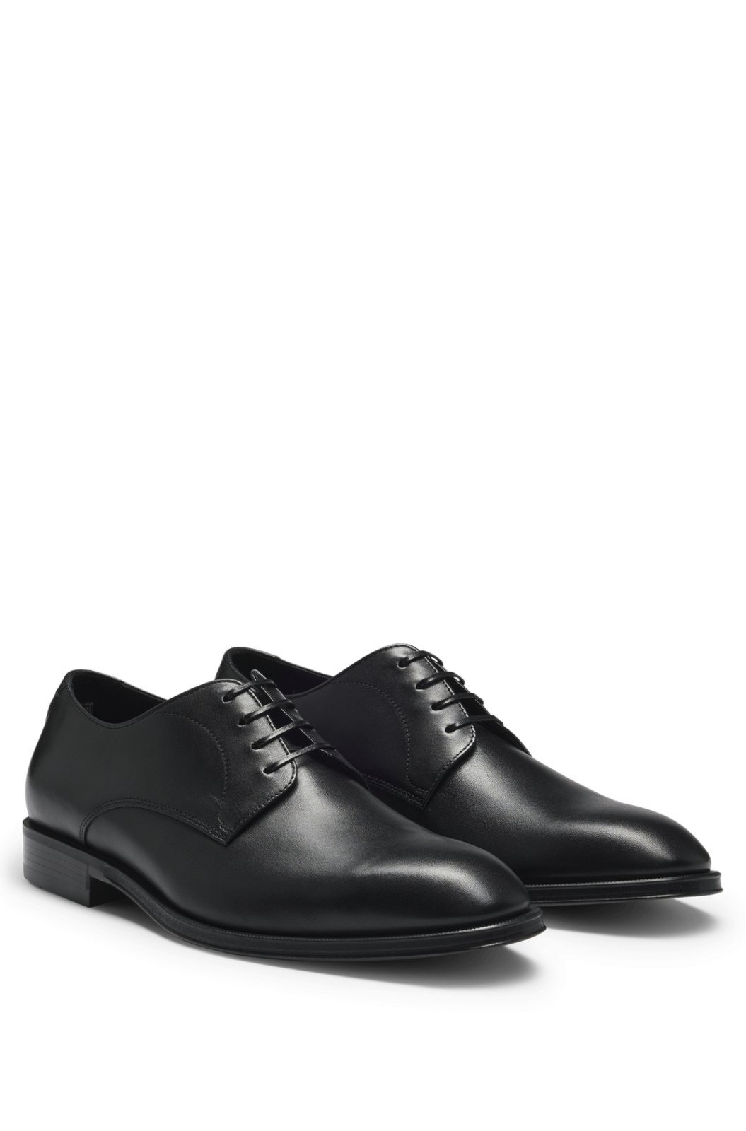 Sapatos Derby De Couro Italiano Com Detalhes De Costura Preto - 10