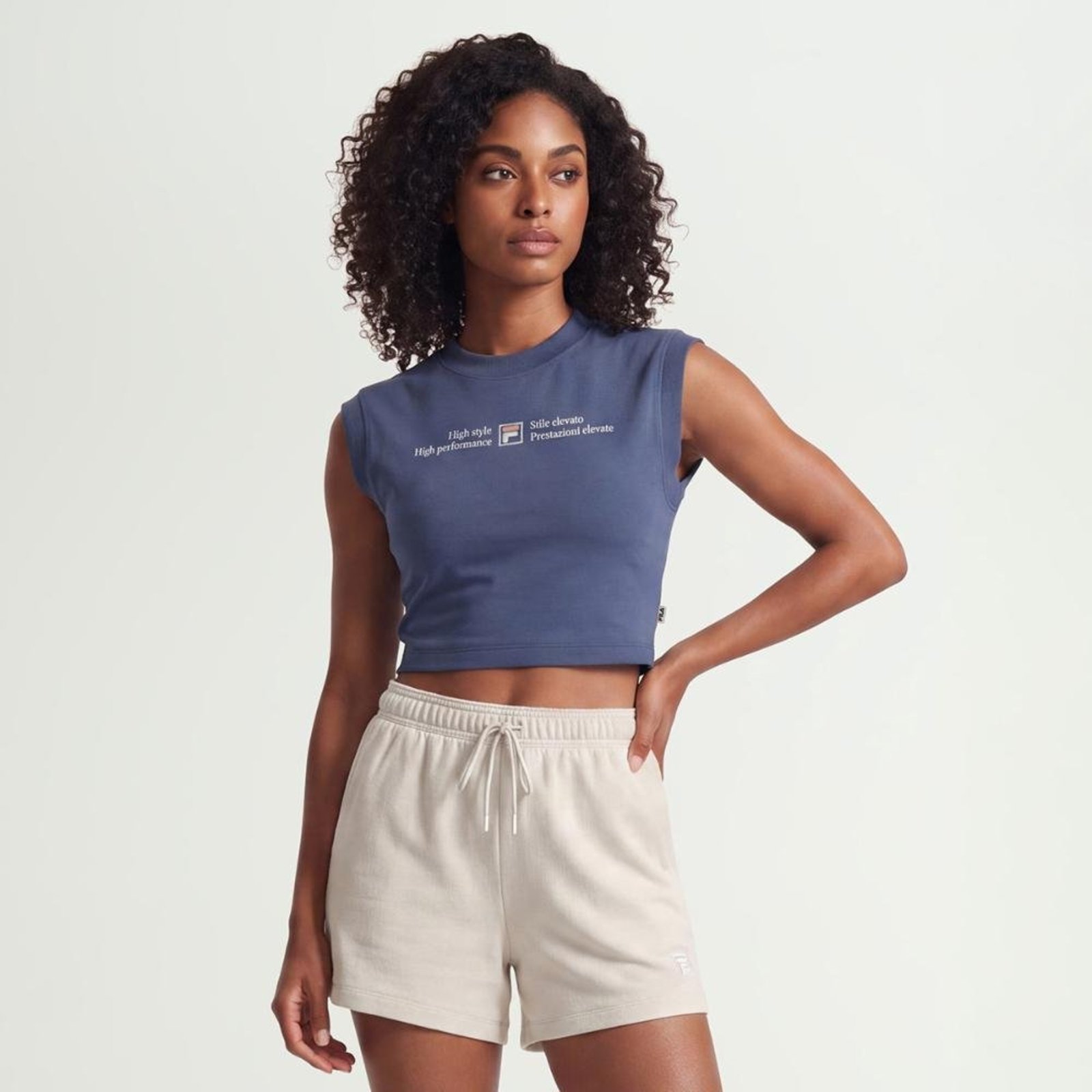 Regata Fila Cropped Stile Elevato Graphic Feminina Azul Marinho