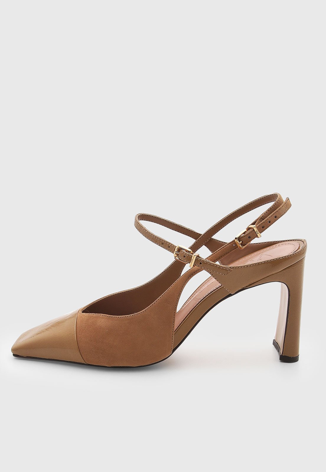Scarpin Feminino Vicenza Couro Salto Alto Tiras Bege
