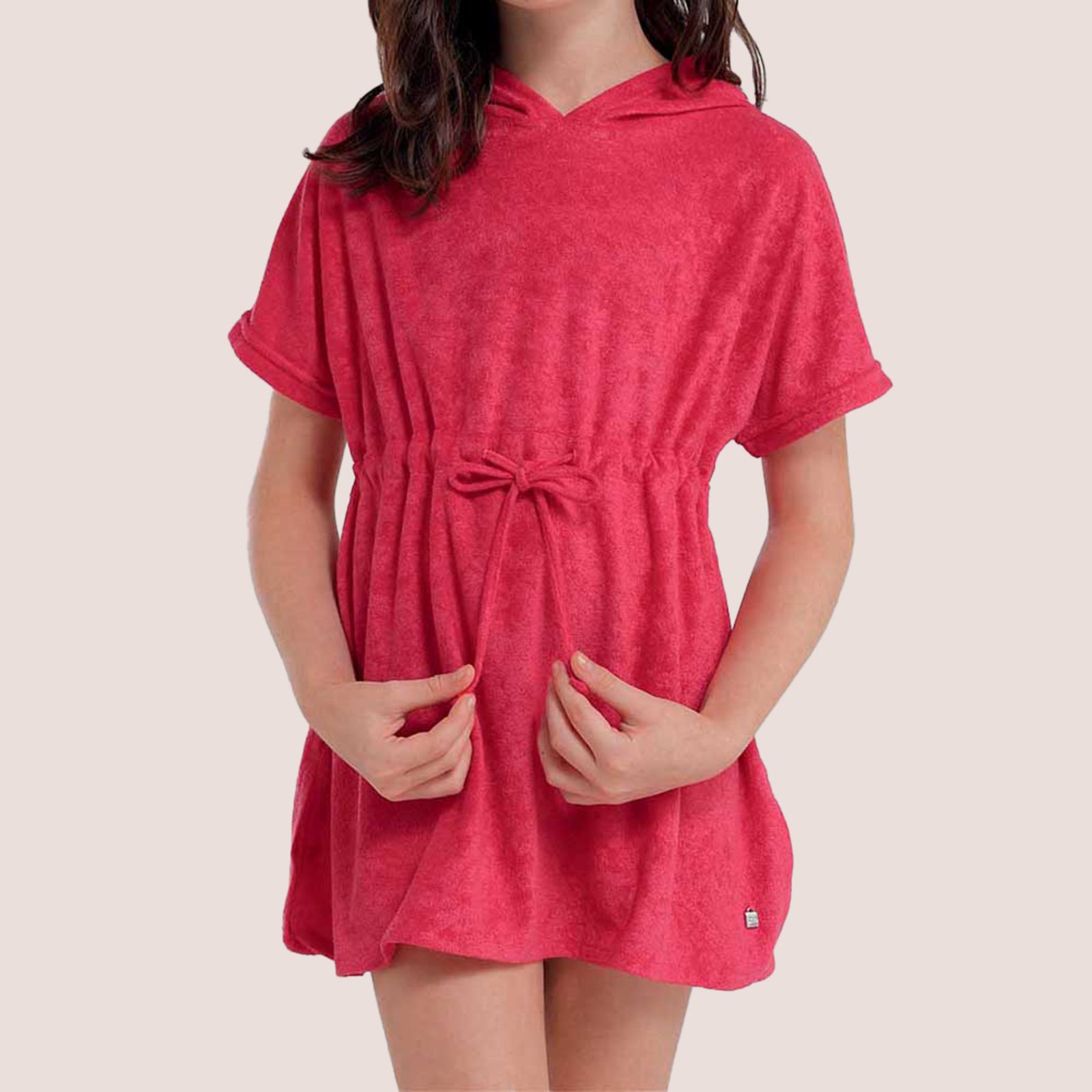 Saída de Praia Atoalhada com Capuz Pink