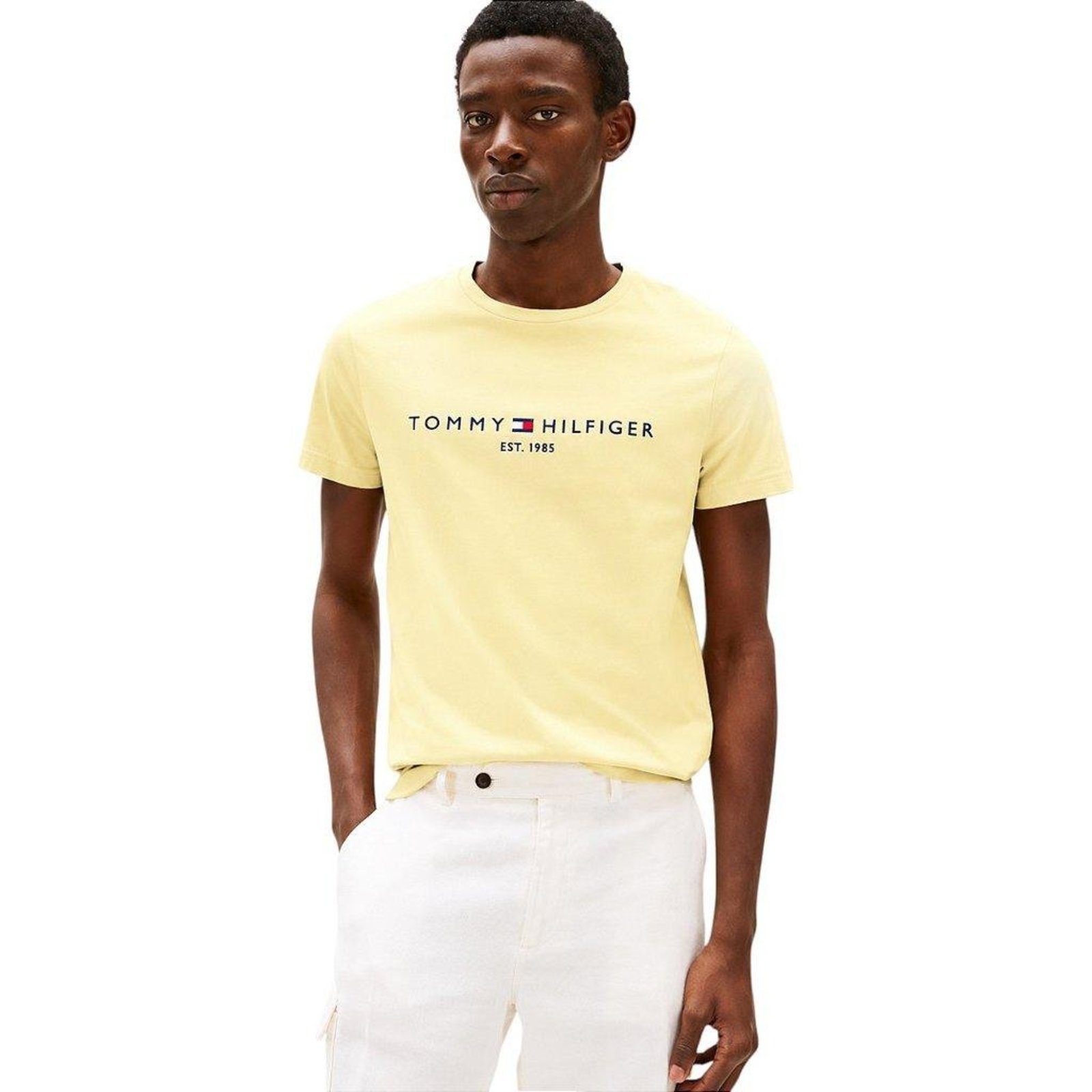 Camiseta Tommy Hilfiger Logo Embroidery Masculino Amarelo