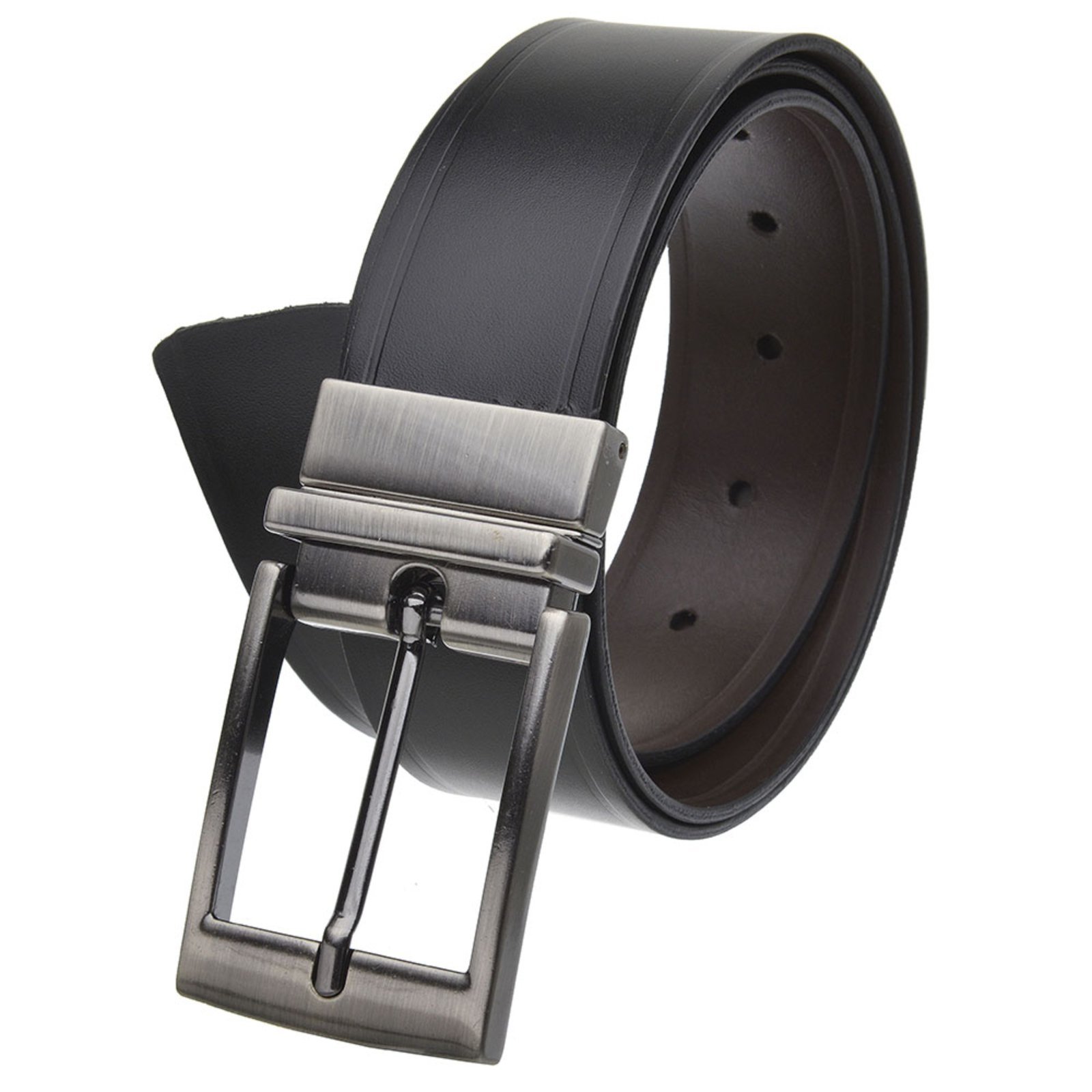 Cinto Masculino em couro dupla face S-46 na cor Preto/Marrom