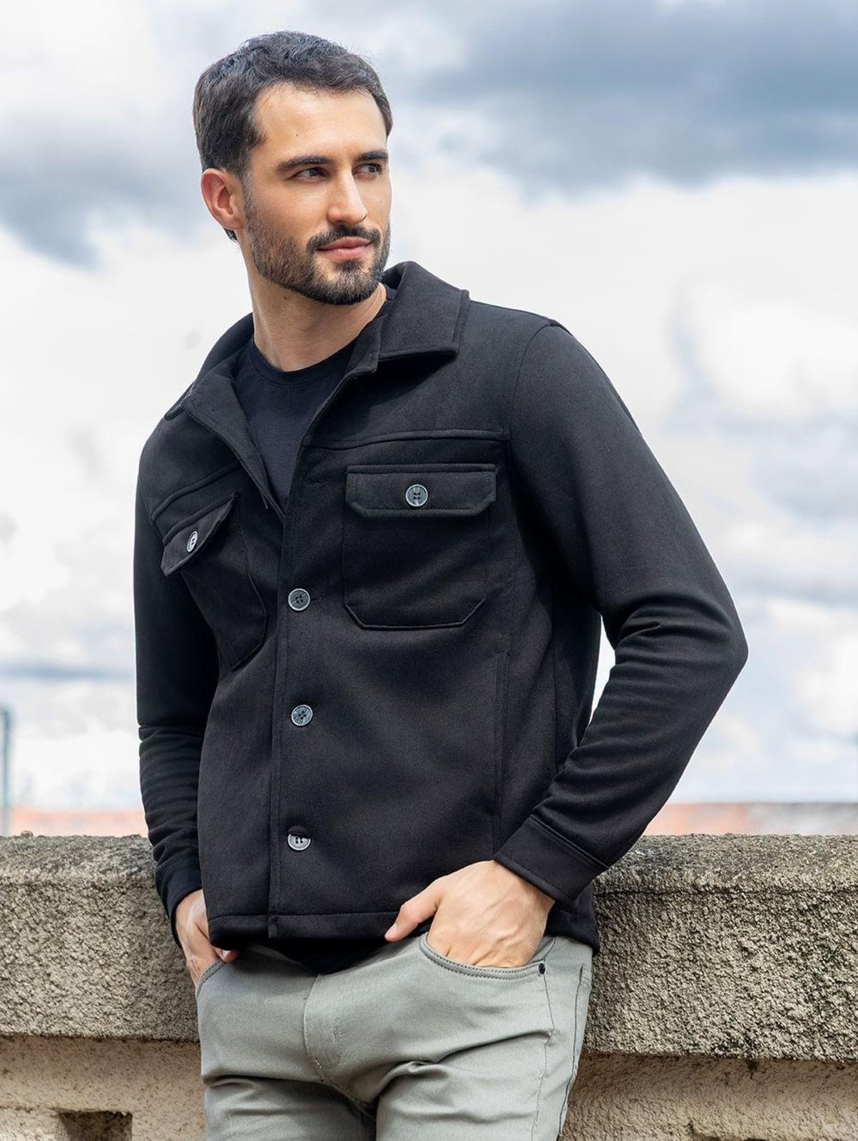 Casaco Suede Masculino PRETO