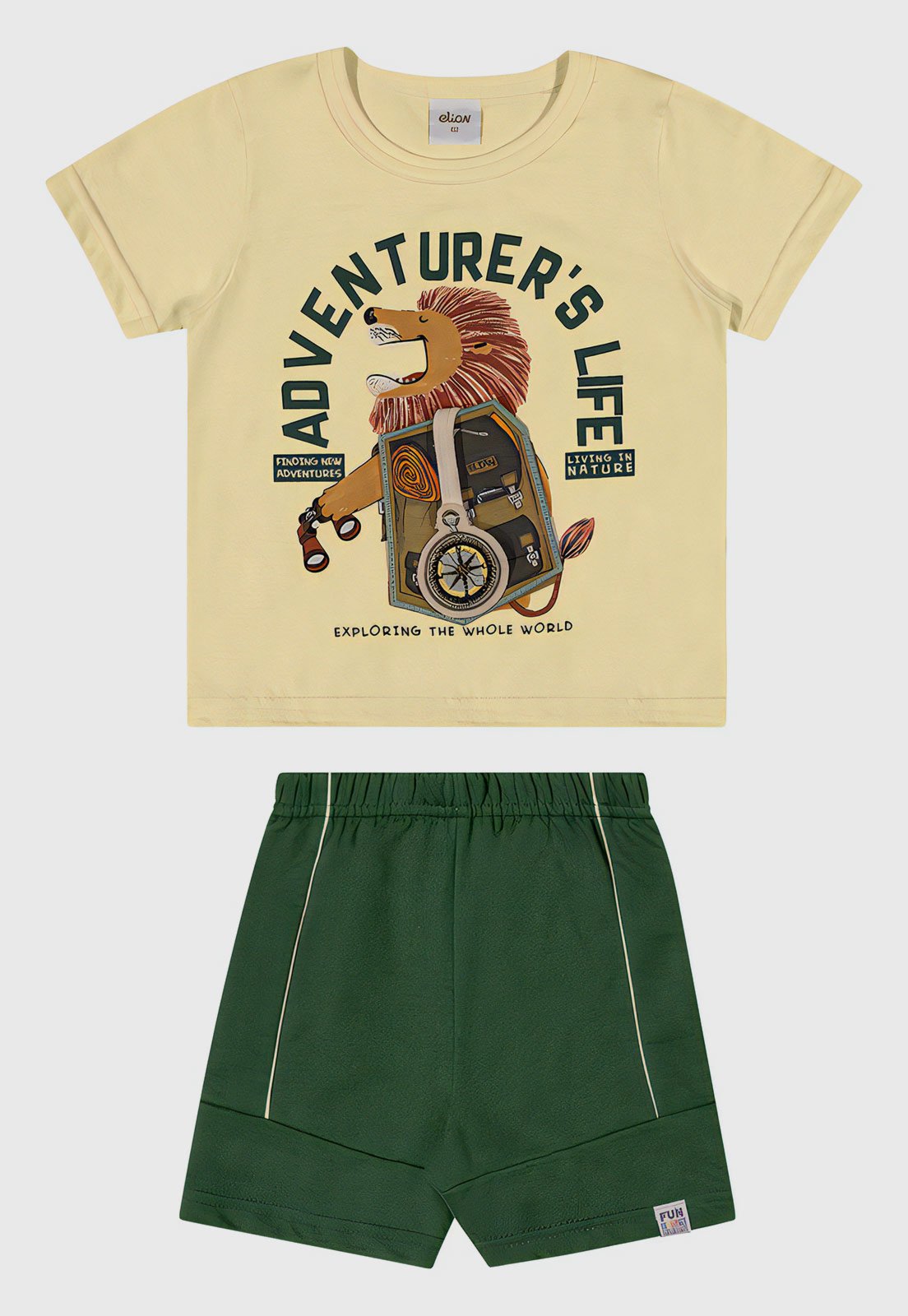 Infantil – Conjunto 2pçs Manga Curta Elian Camiseta E Bermuda Amarelo