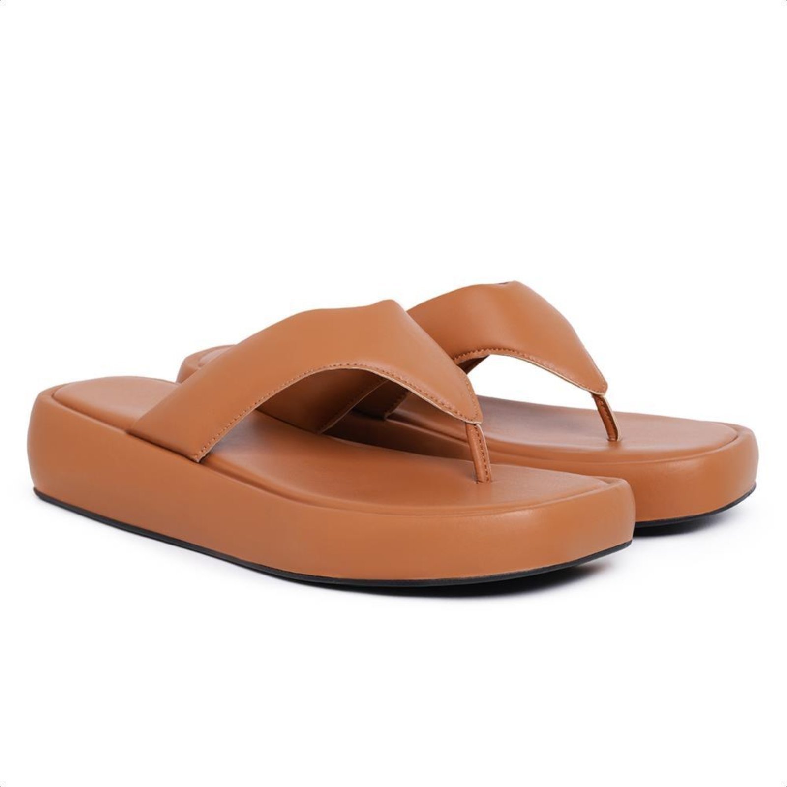 Papete Feminina de Dedo Sandália Flatform Moderna Estilo Caramelo 34 Caramelo