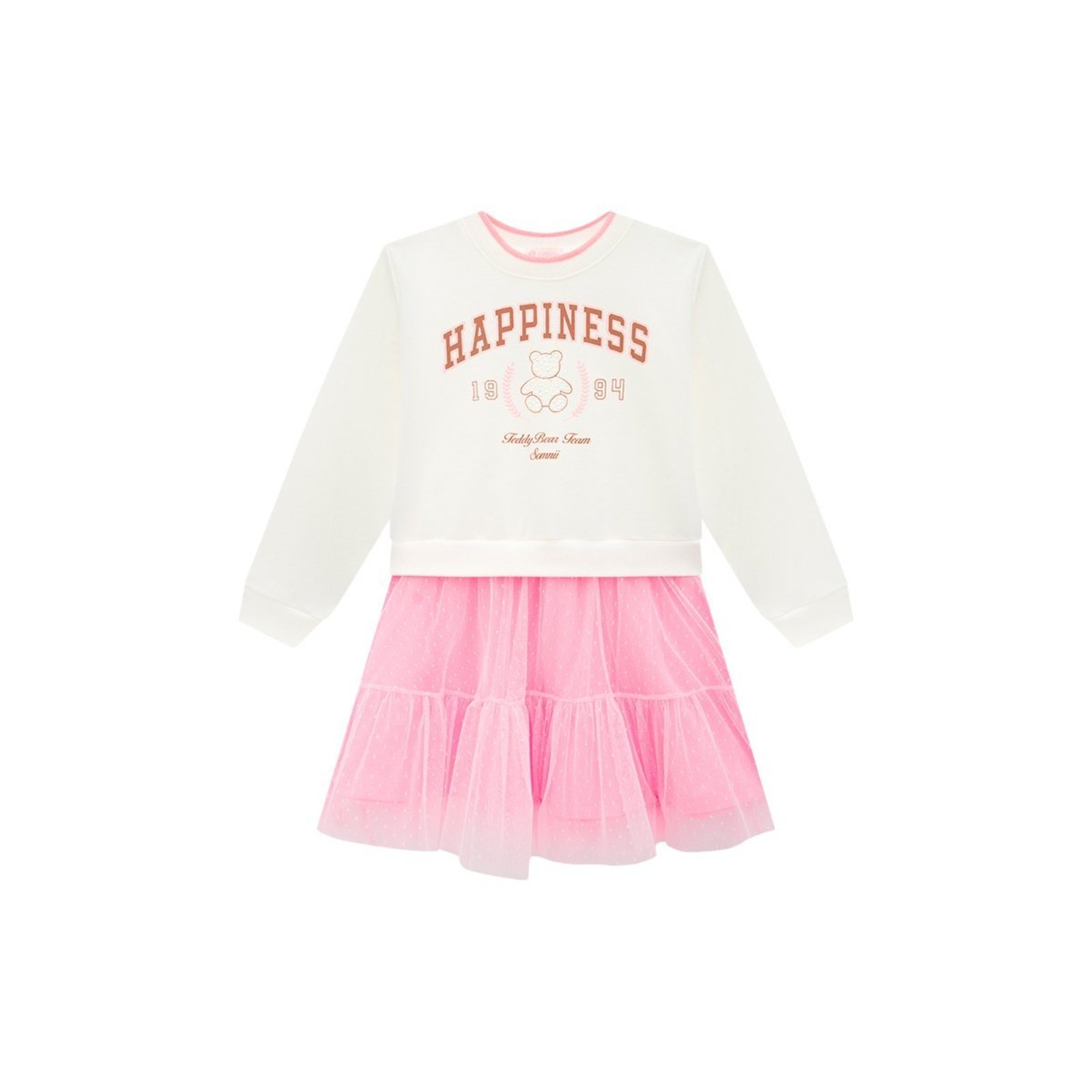 Infantil - Vestido Feminino em Moletinho com Tule