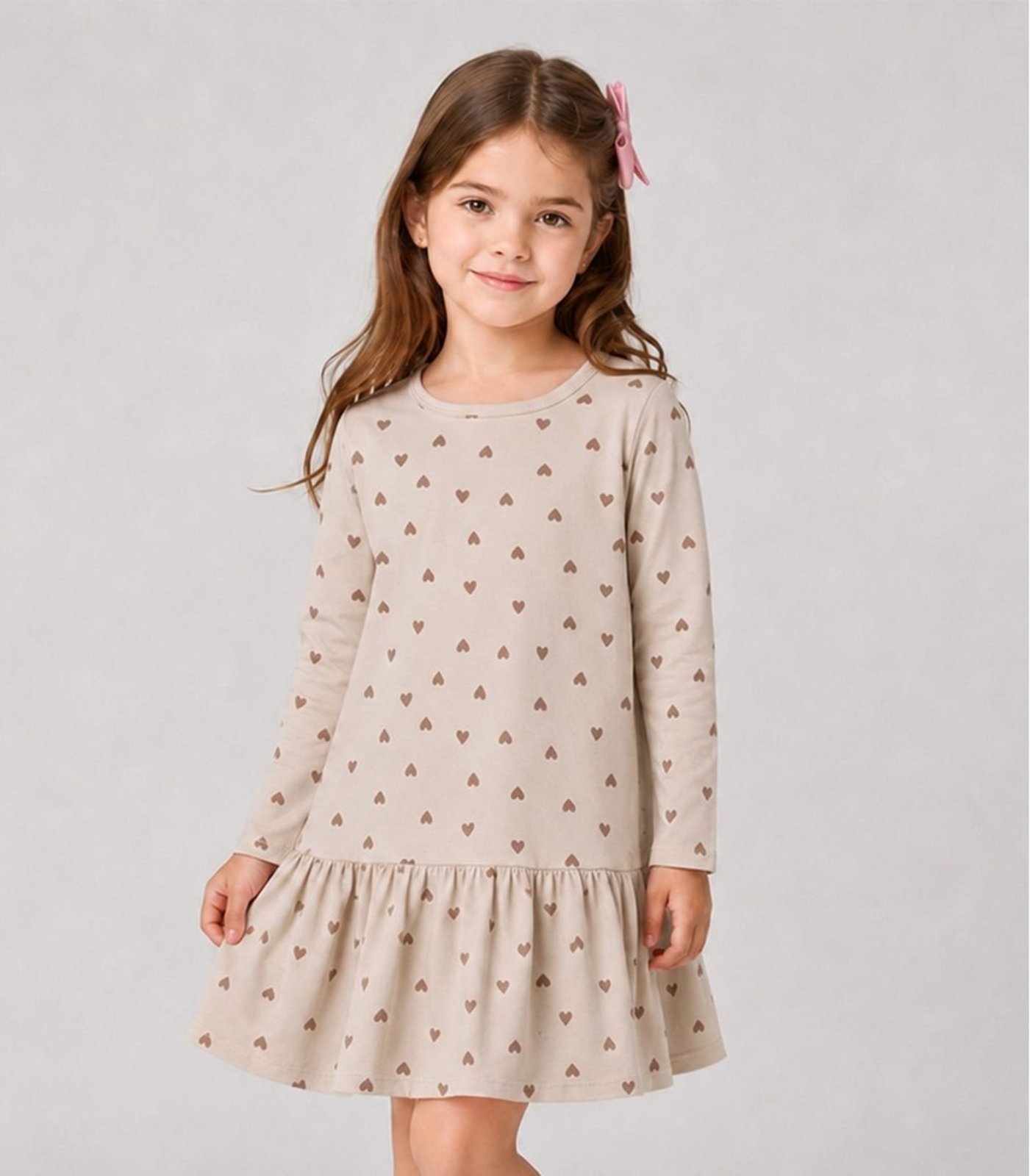 Infantil - Vestido Manga Longa Estampado Select Bege