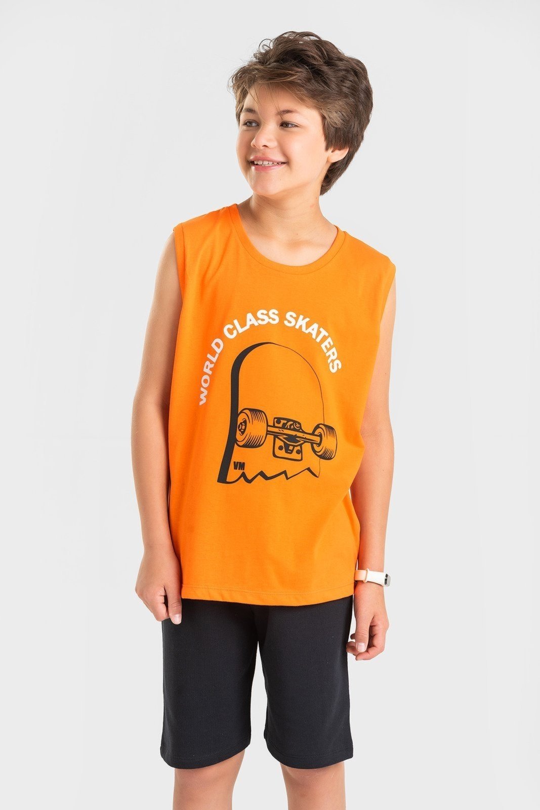 Infantil - Conjunto Juvenil Verão Masculino Regata Skaters