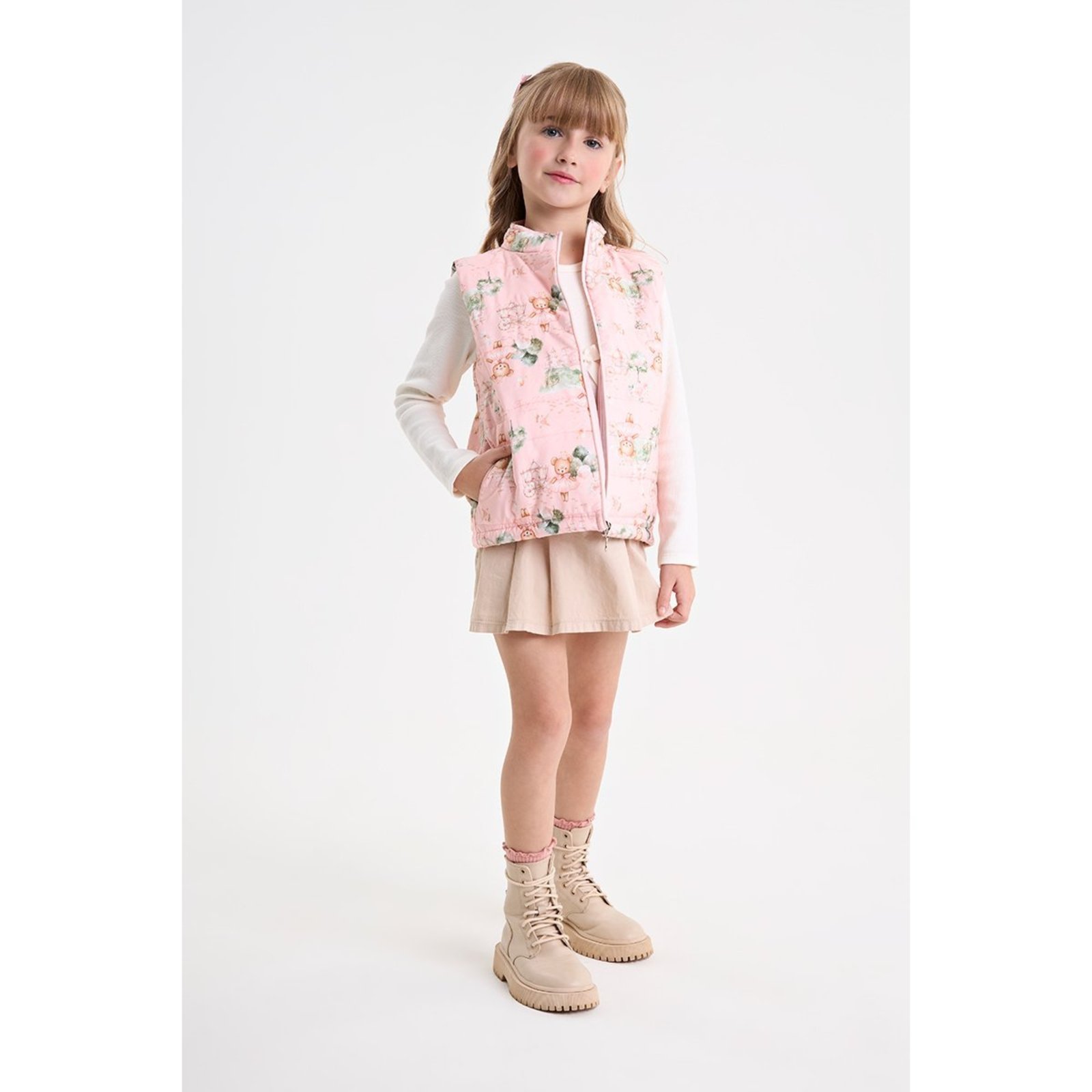 Infantil - Colete Puffer Feminino em Nylon