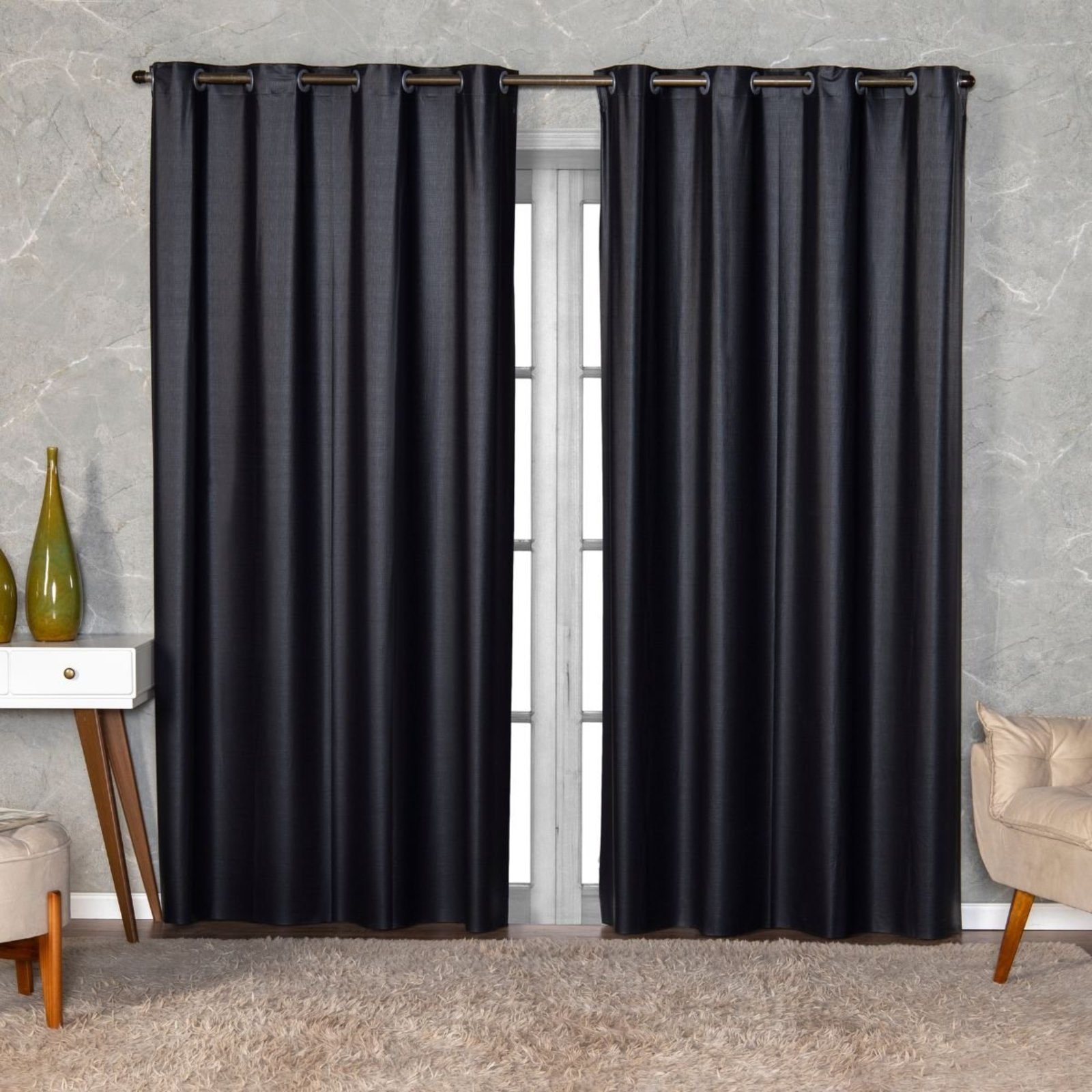 Cortina Daily Varão 2M Blackout PVC 2,80mx2,30m Sala Quarto Prata