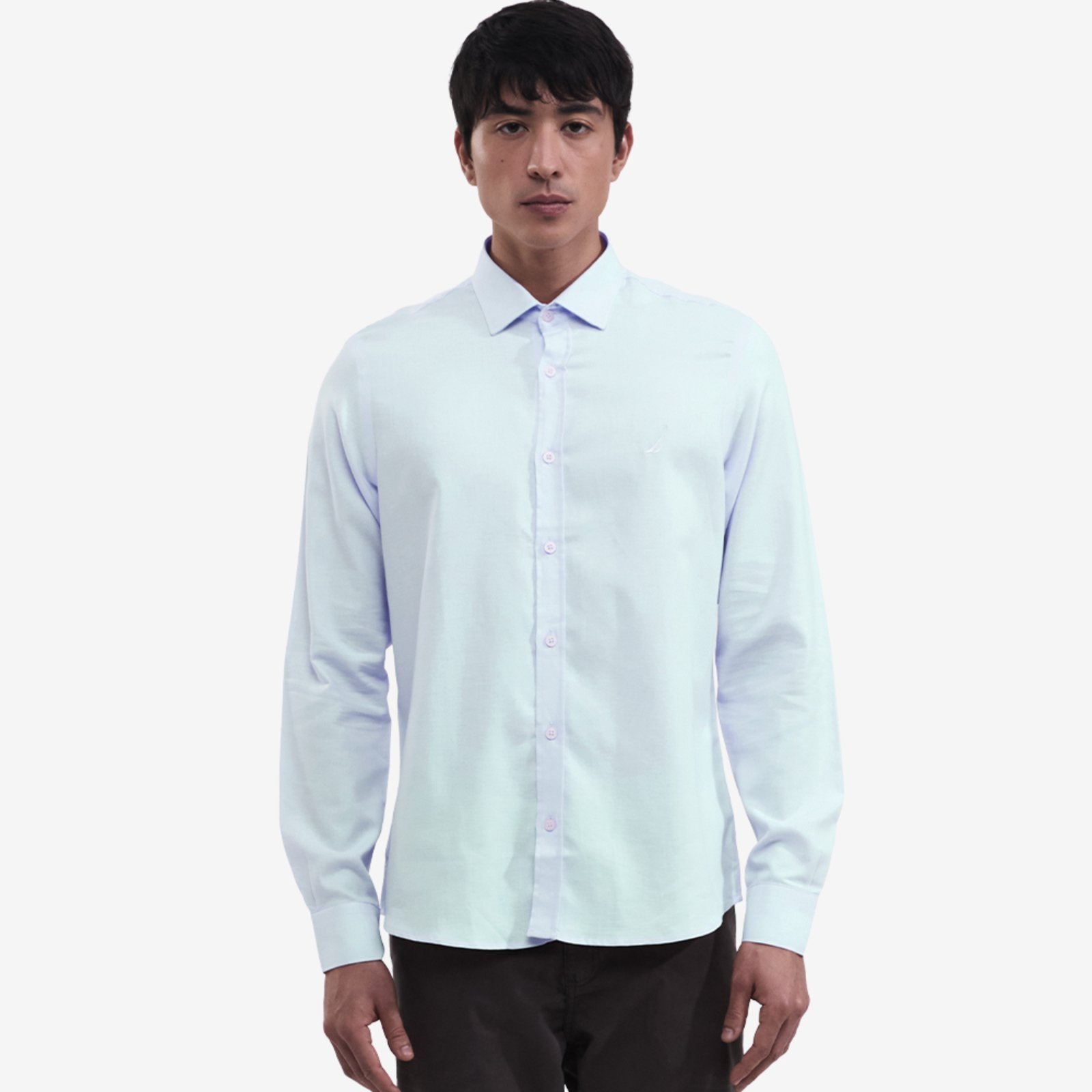 Camisa Nautica Manga Longa Oxford Azul Claro