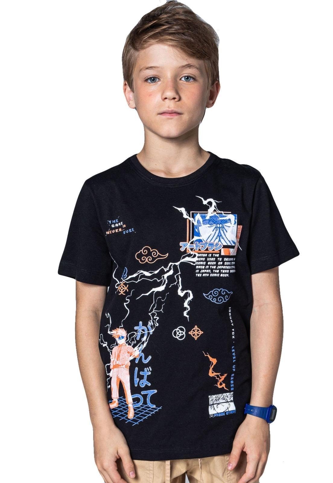 Vista 3 Infantil - Camiseta Estampa Level Up Johnny Fox unico Johnny Fox unico