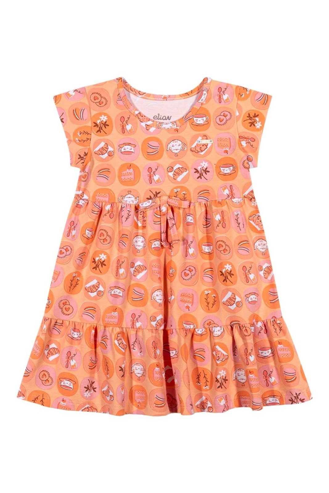 Infantil - Vestido Menina Cotton Estampado Elian Laranja