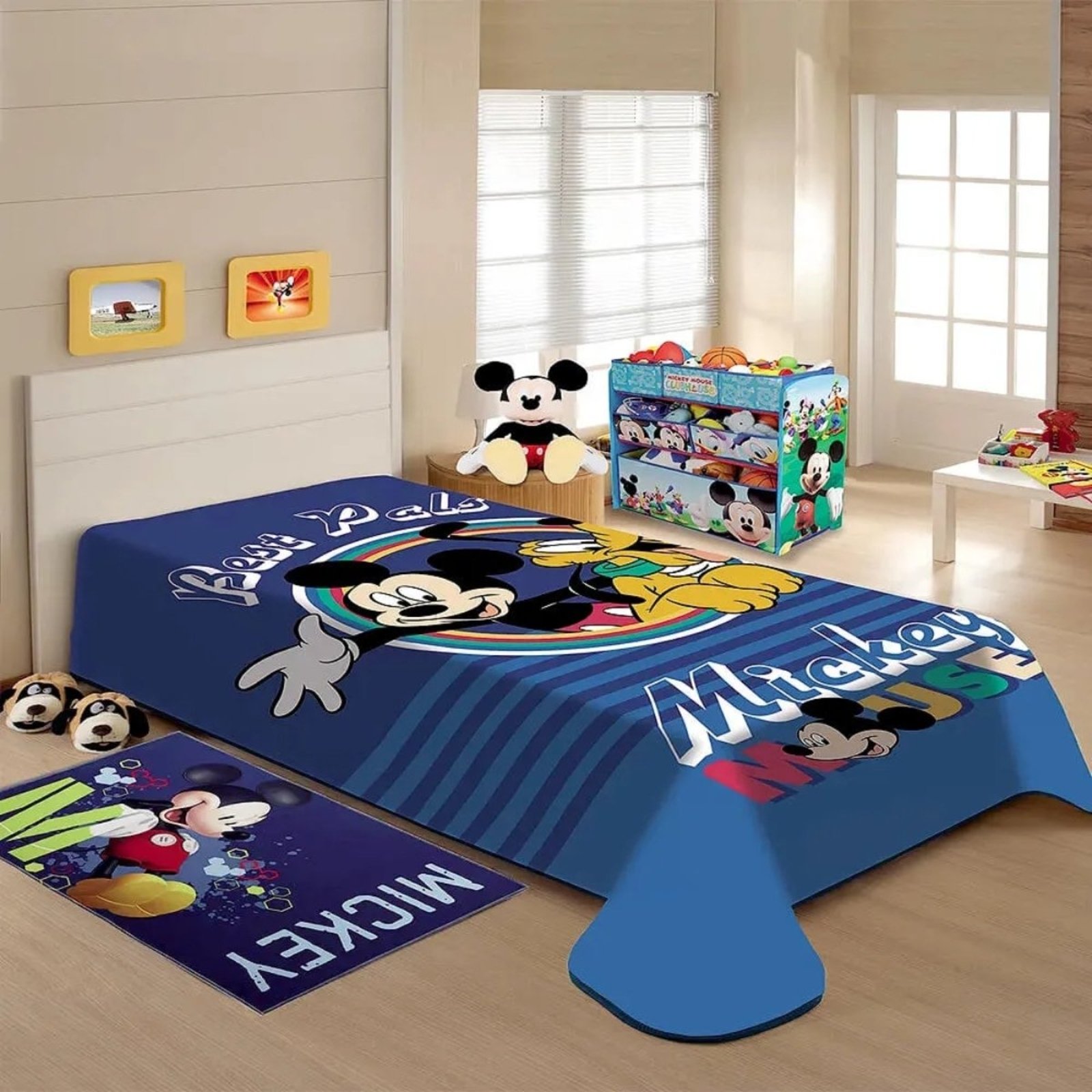 Cobertor Solteiro Mickey Inverno Grosso Jolitex Raschel Azul