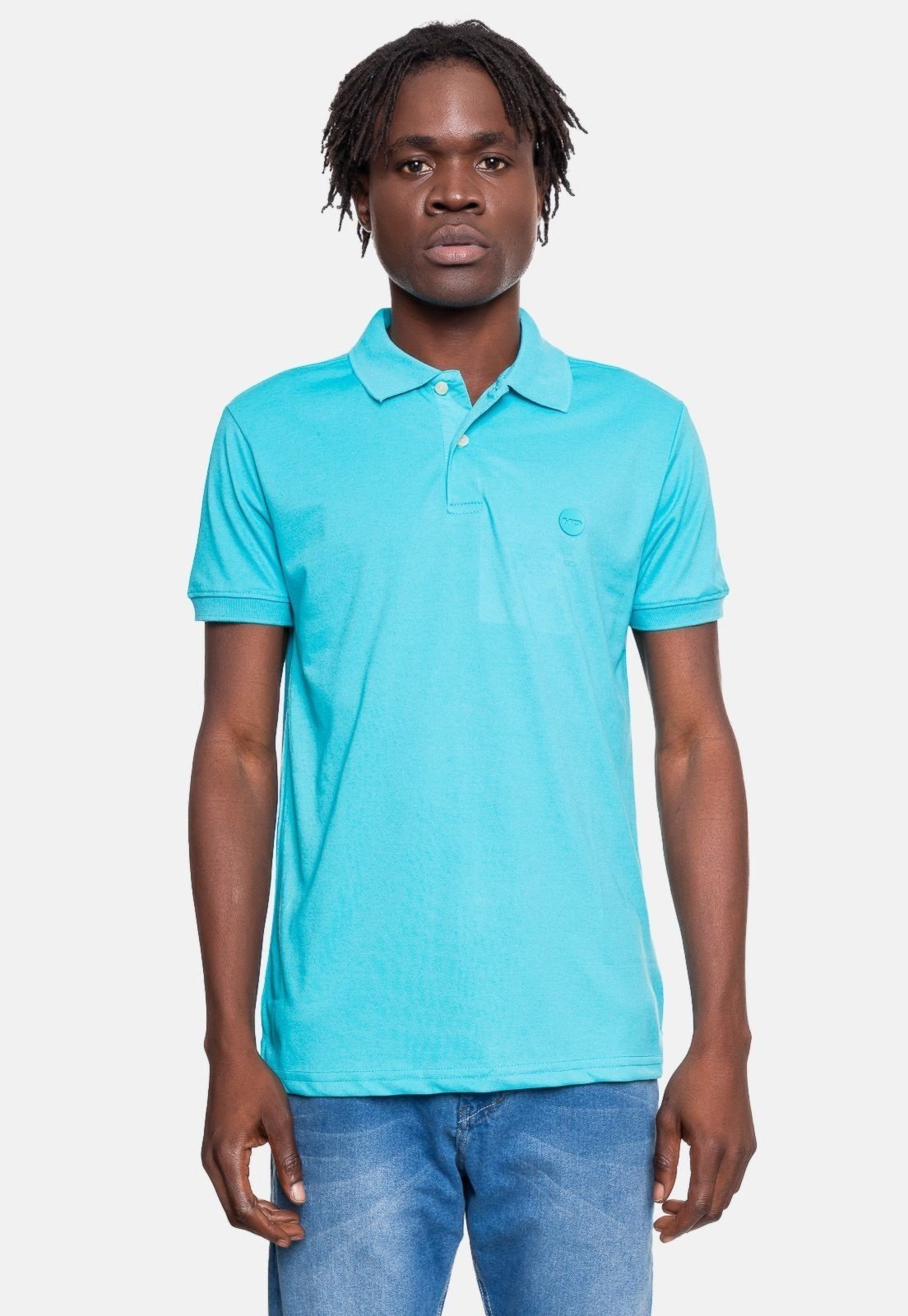 Camisa Polo HD Masculina Sleeve Azul Turquesa